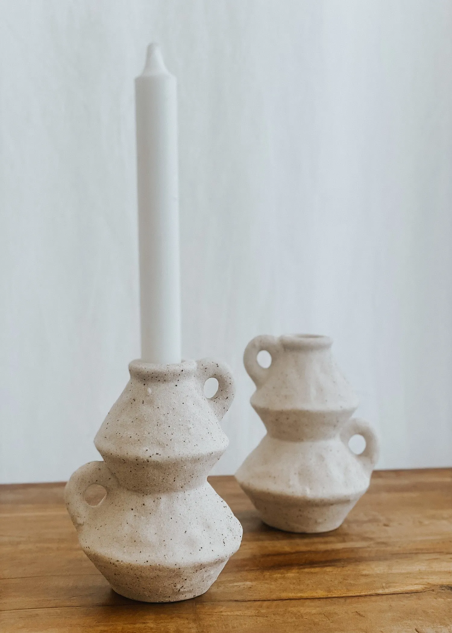 Abney Ceramic Candle Holder Taupe