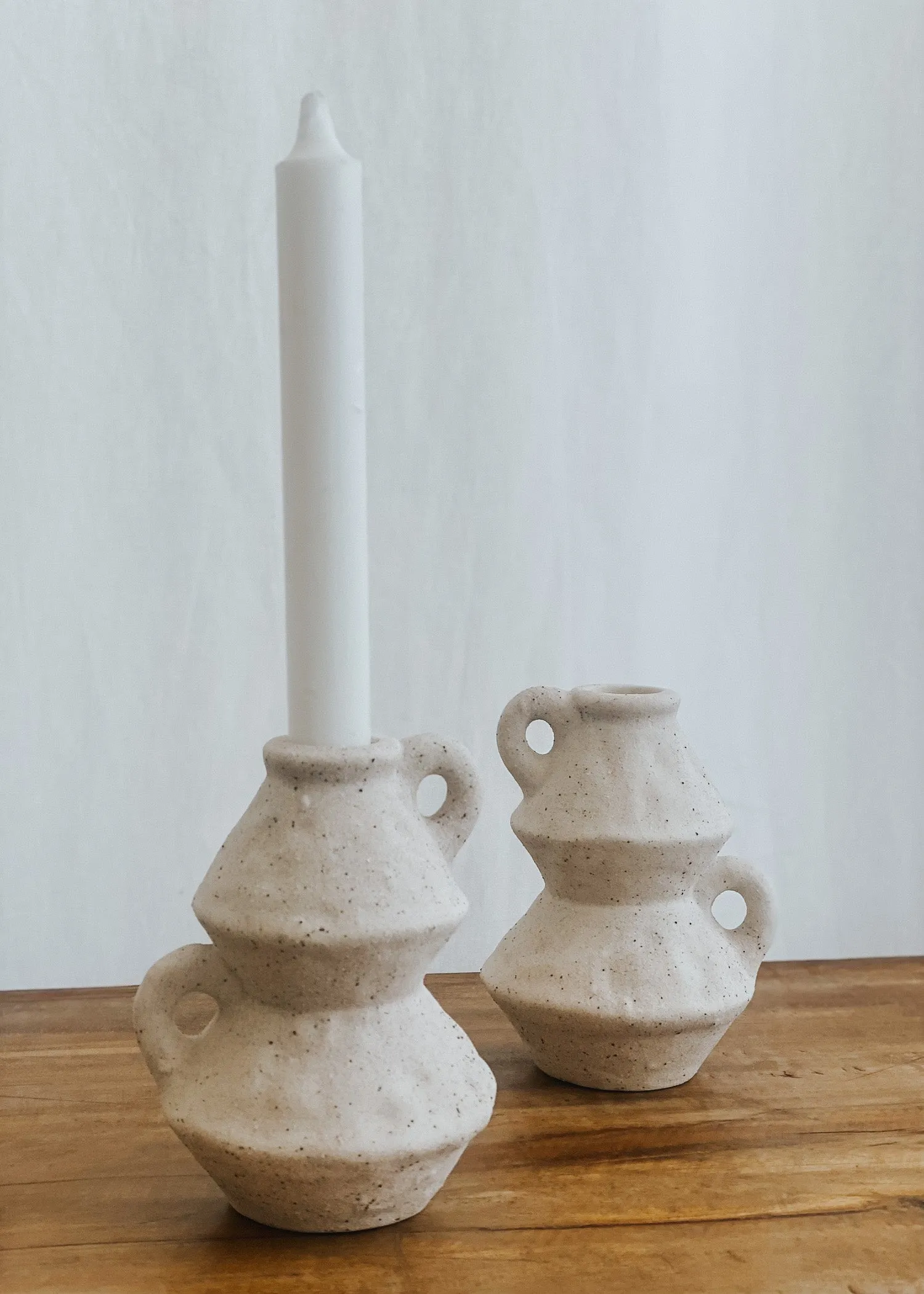 Abney Ceramic Candle Holder Taupe