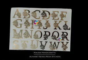 Alphabet Metal Resin Stickers