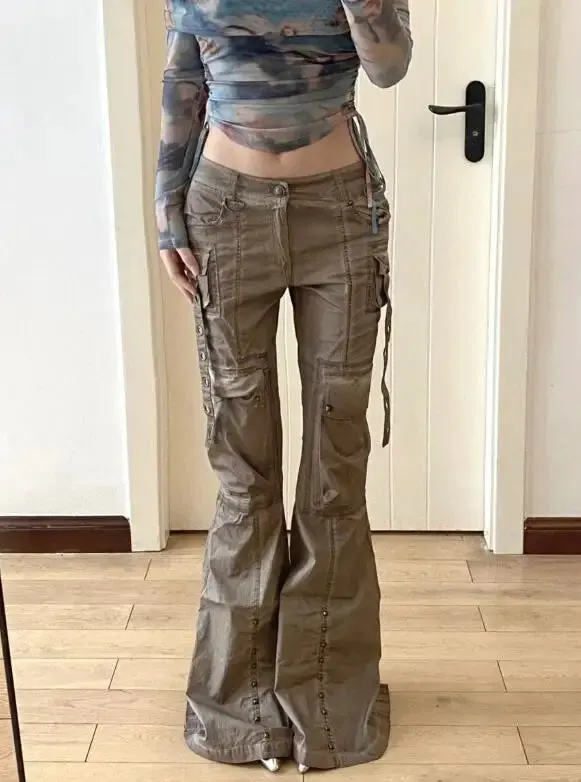 American Washed Brown Bootcut Wide Leg Bottom