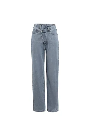 Asymmetric design jeans | Blue washed jeans | Street jeans