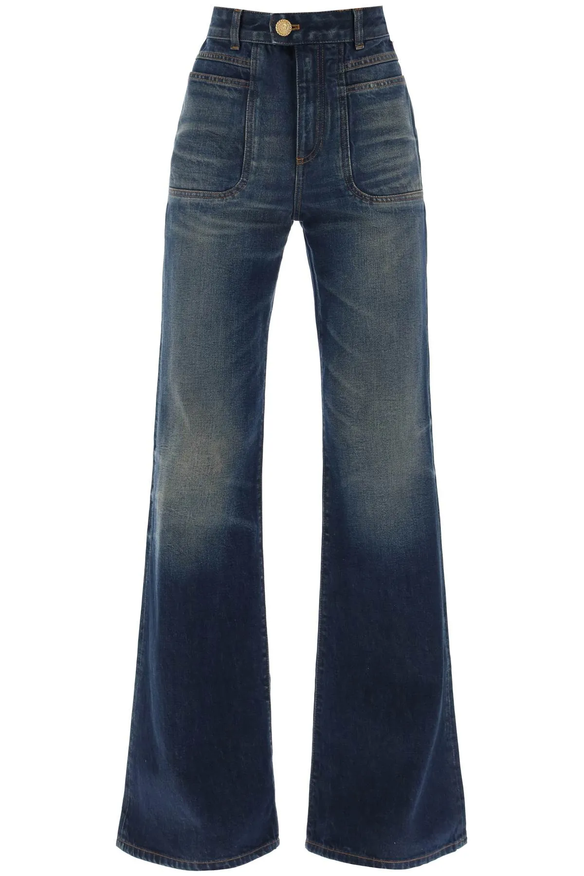 Balmain wide leg jeans with dark wash