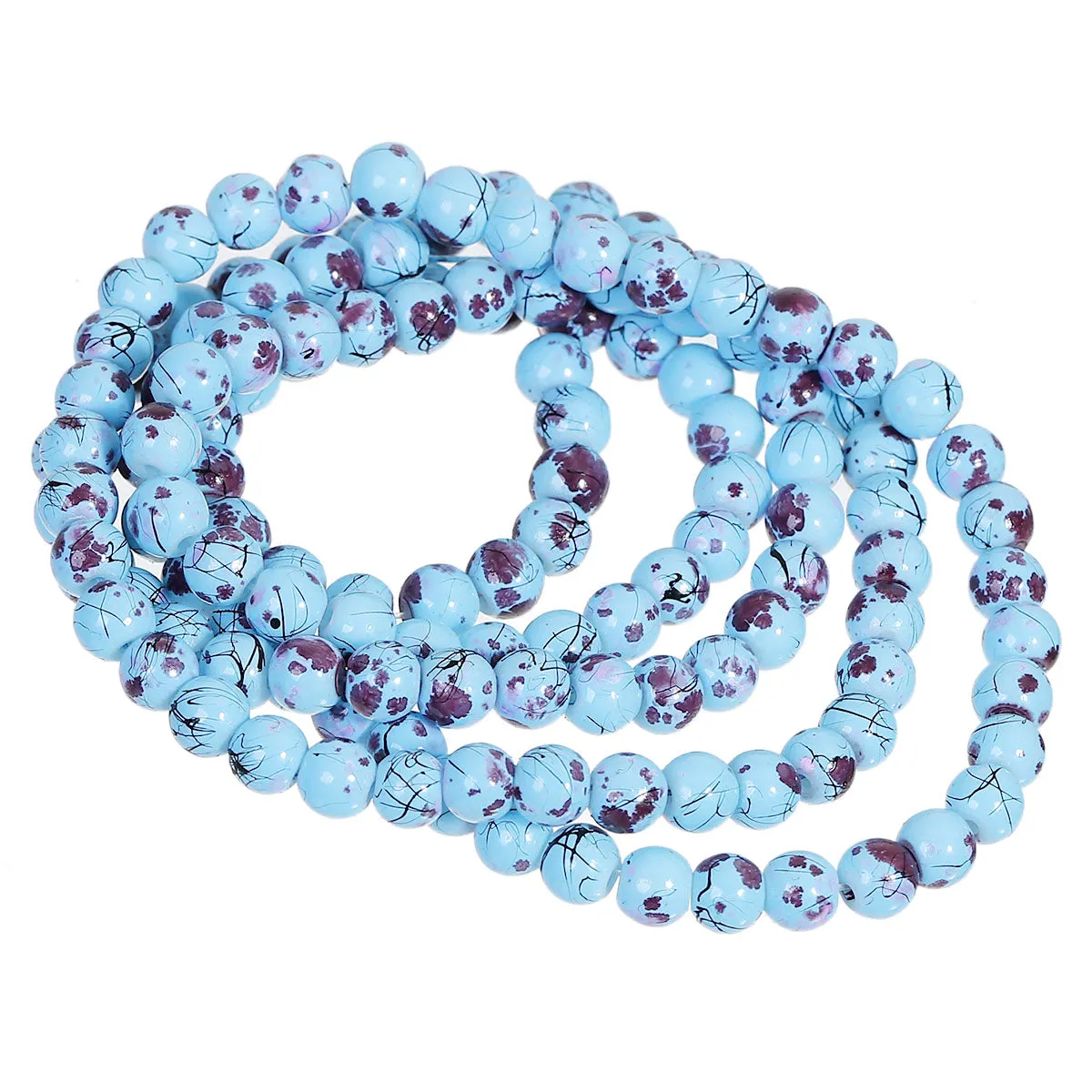 Beads Glass Round Drawbench 6mm Strand 15.5 Blue Decorative