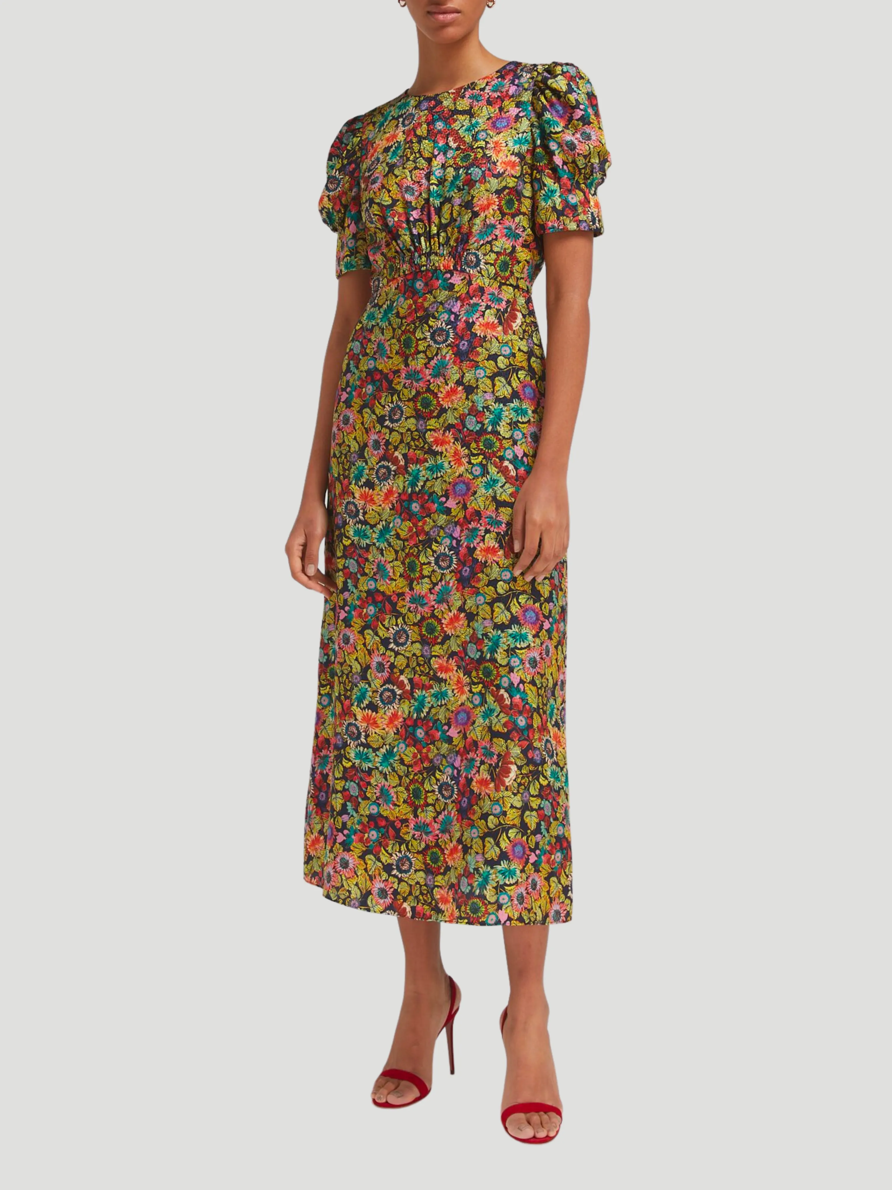 Bianca Floral-Printed Puff Sleeve Dress