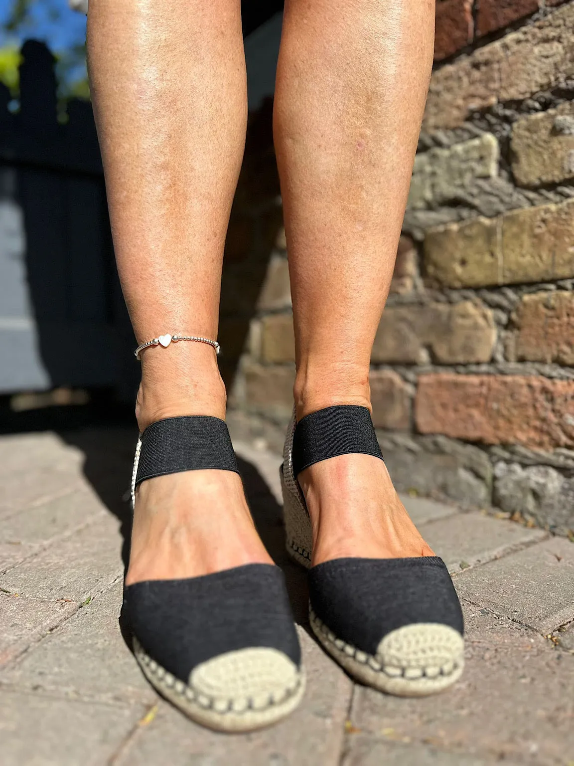 Black Espadrille Wedge Shoes