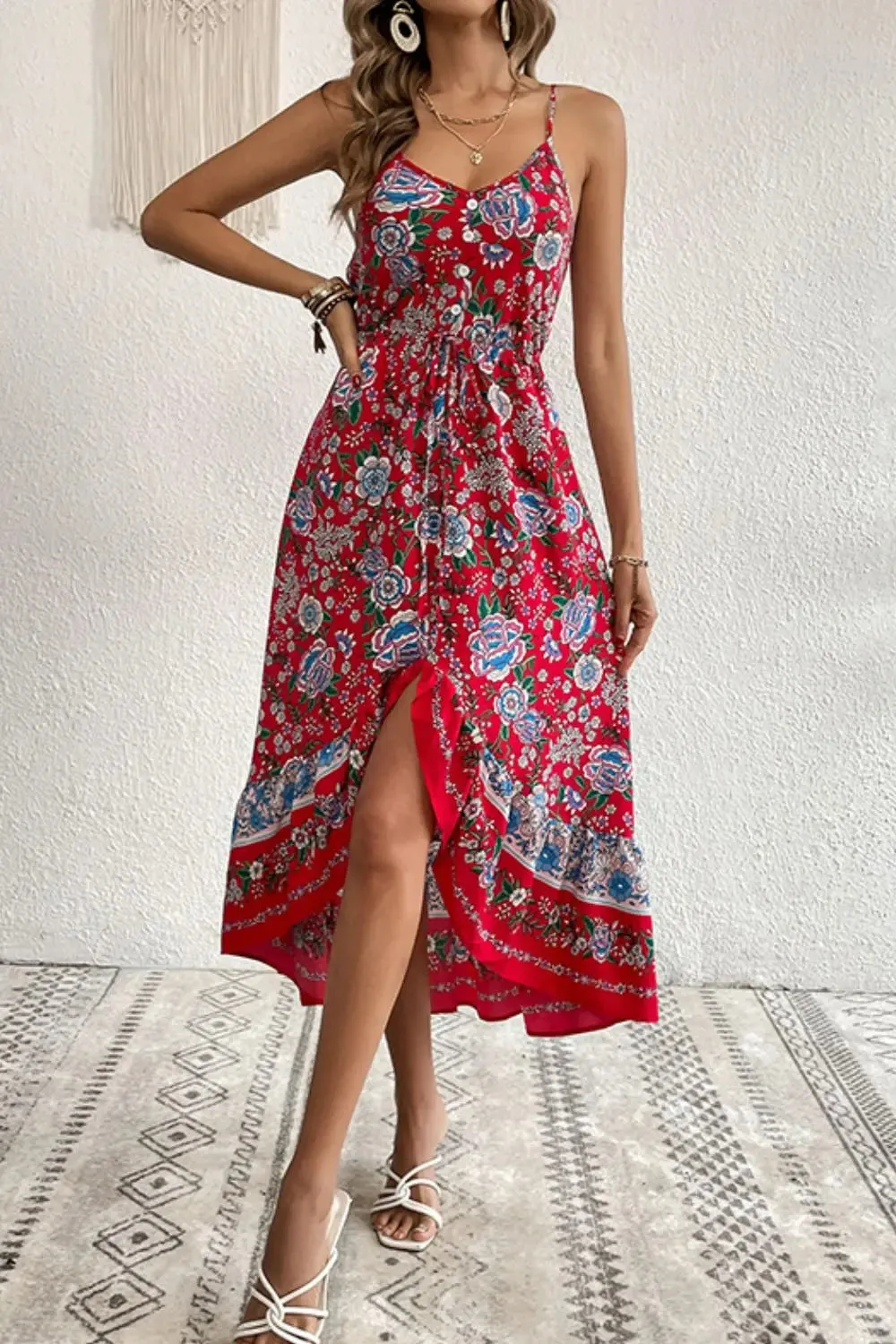 Boho Midi Dress Cami Floral