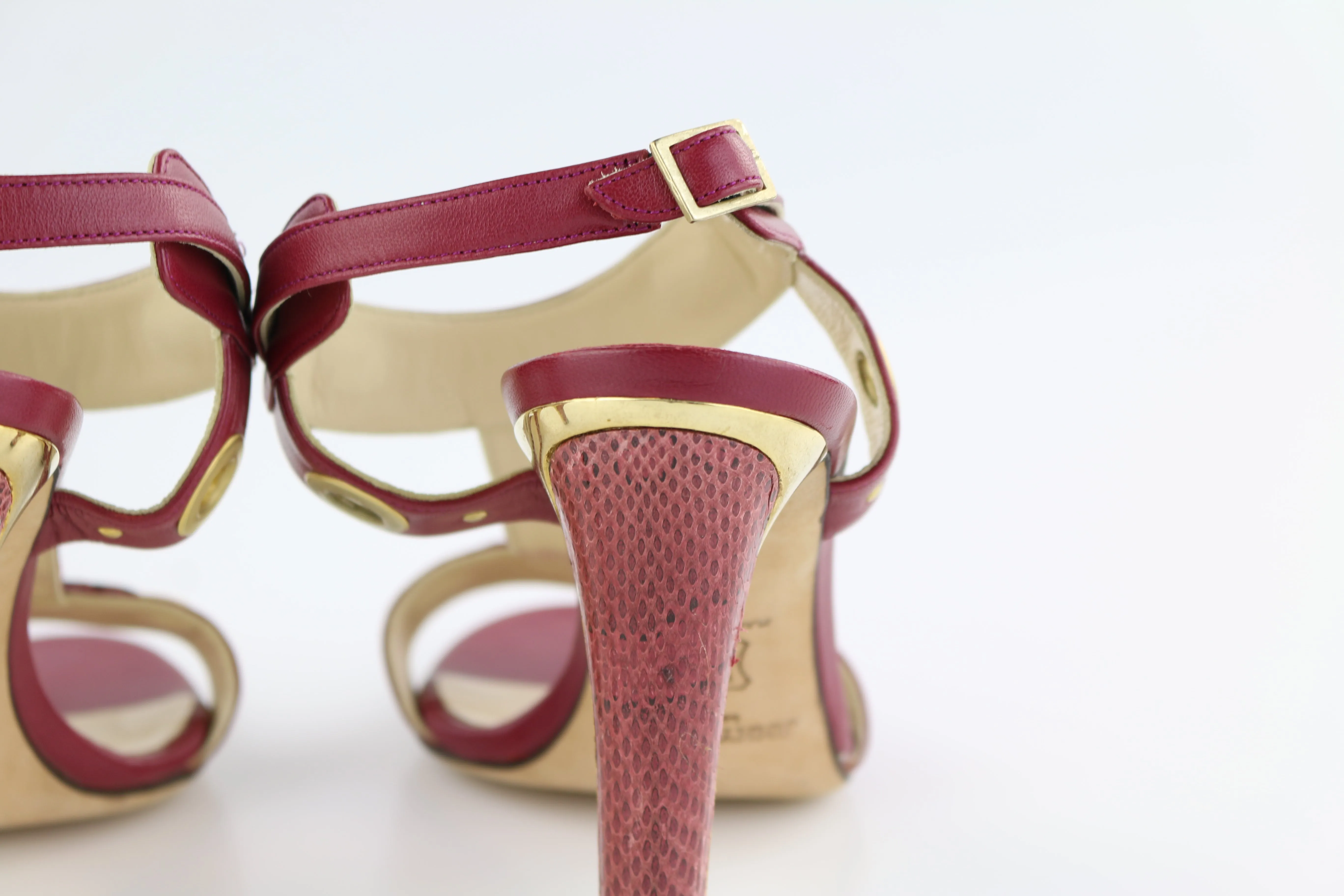 Burgundy Python Sandals