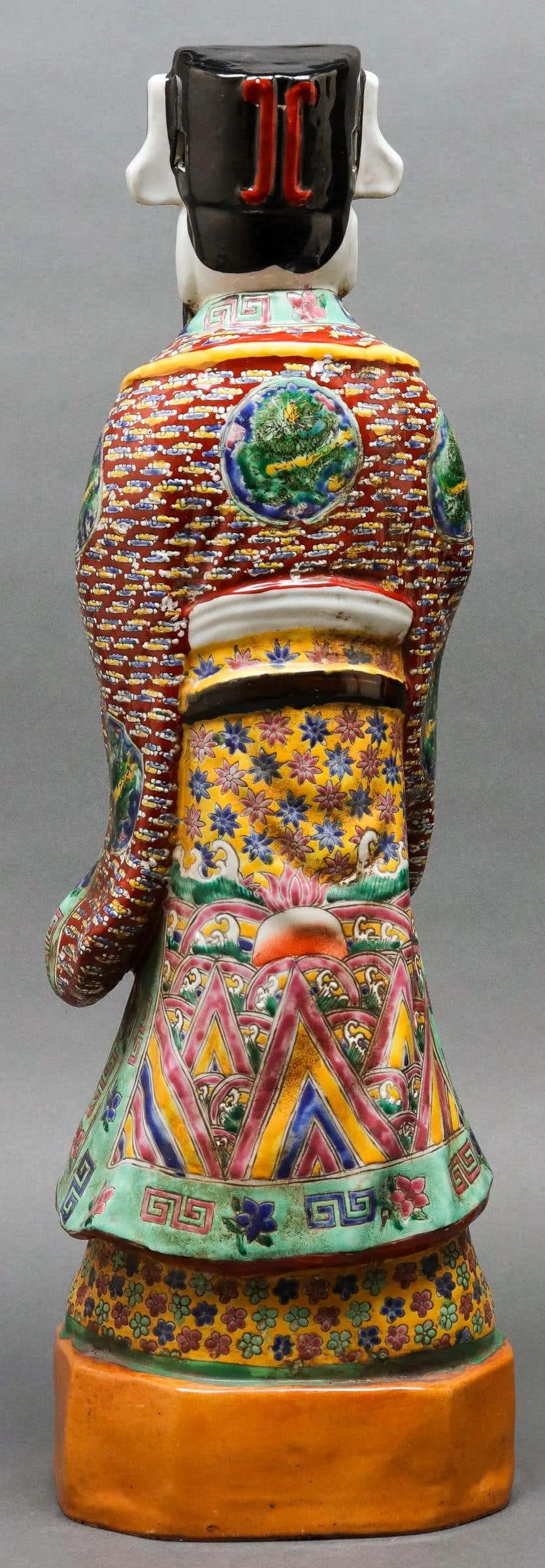 Chinese Tall Polychrome Ceramic Glazed Immortal Lu Figure