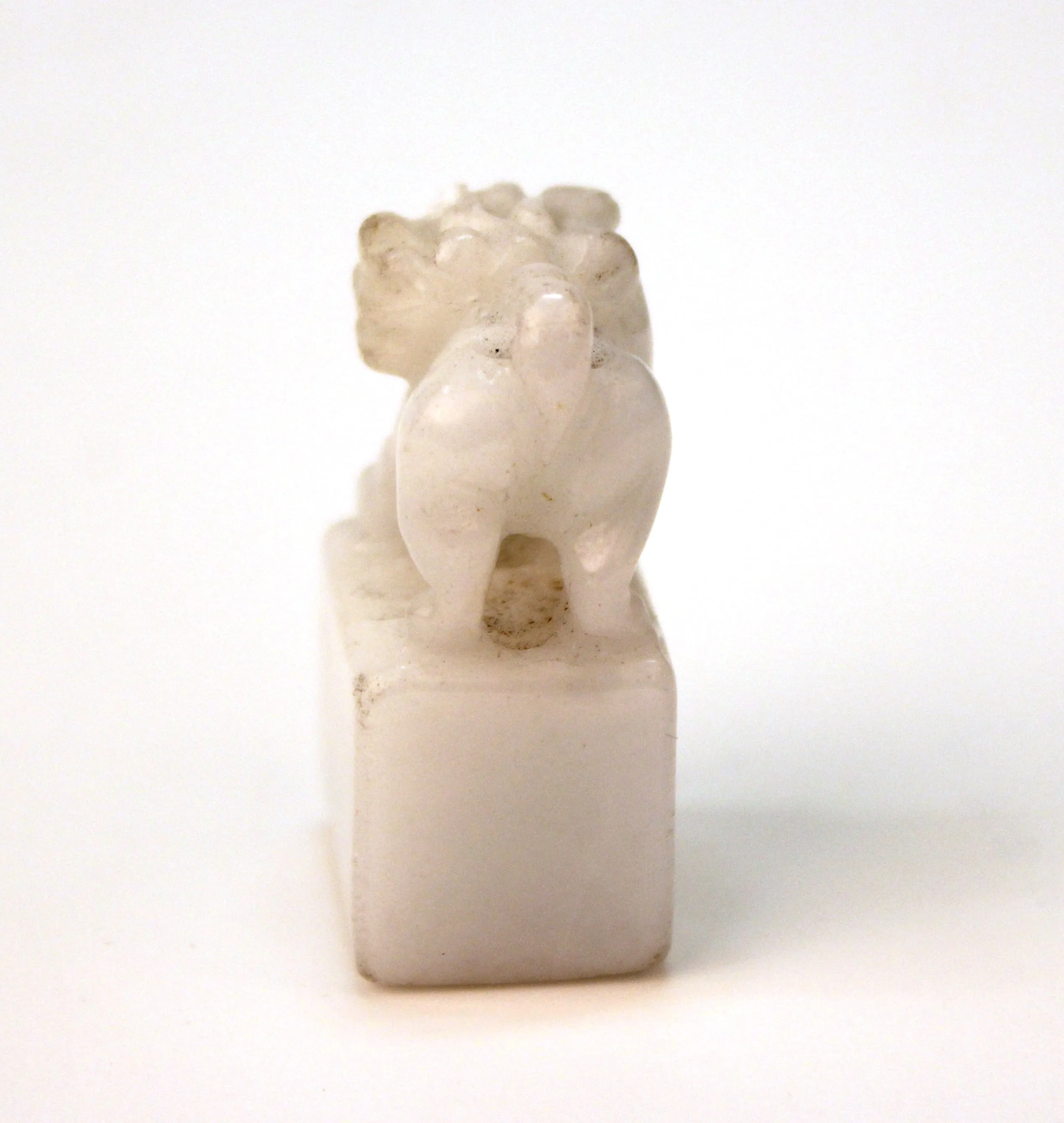 Chinese White Jade Seal with Foo Dog