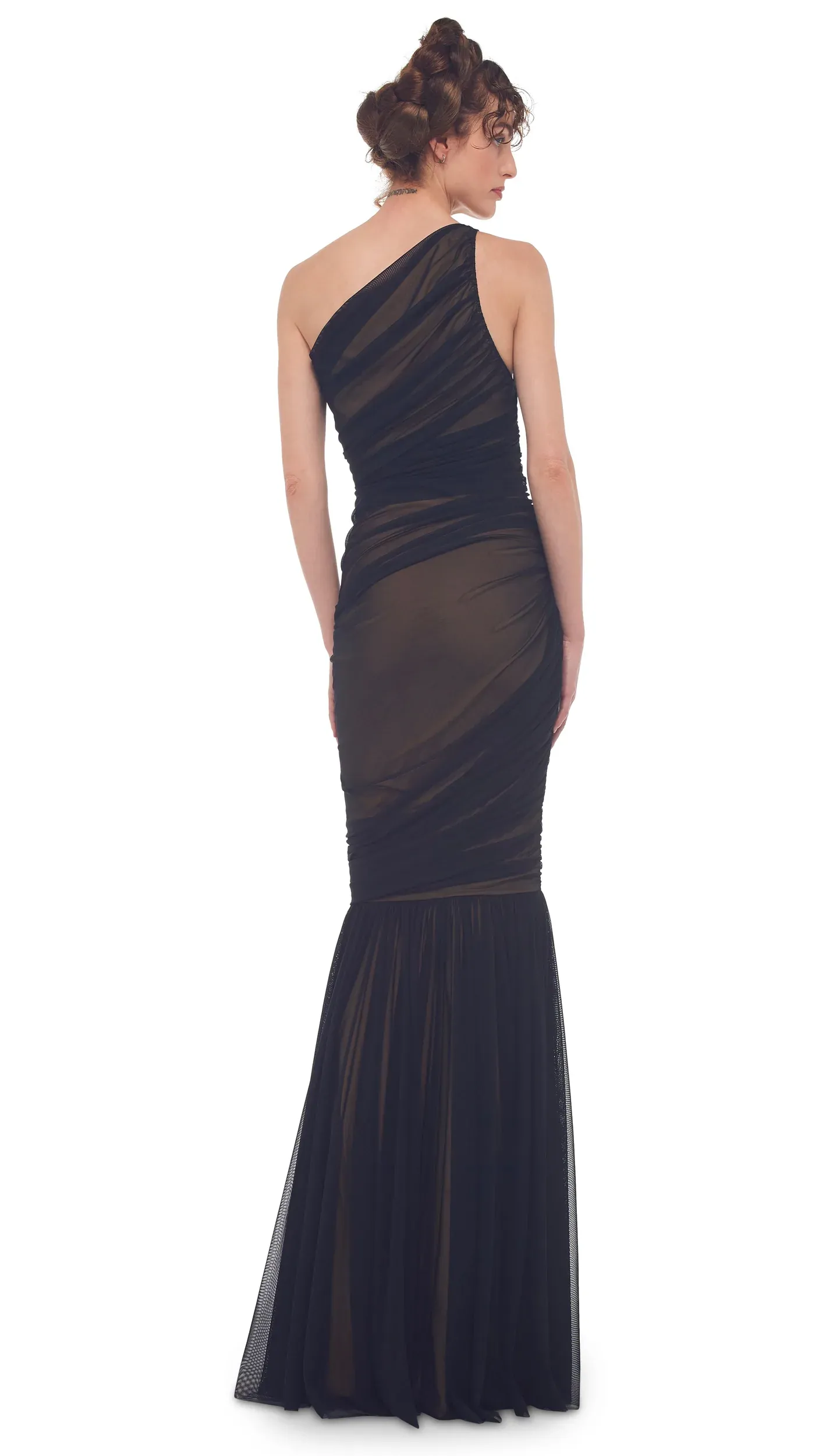 Diana Fishtail Gown - Black Mesh