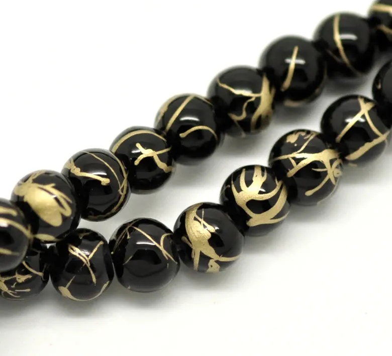 Glass Beads Round Drawbench 6mm Black 15.5 Strand Decorative