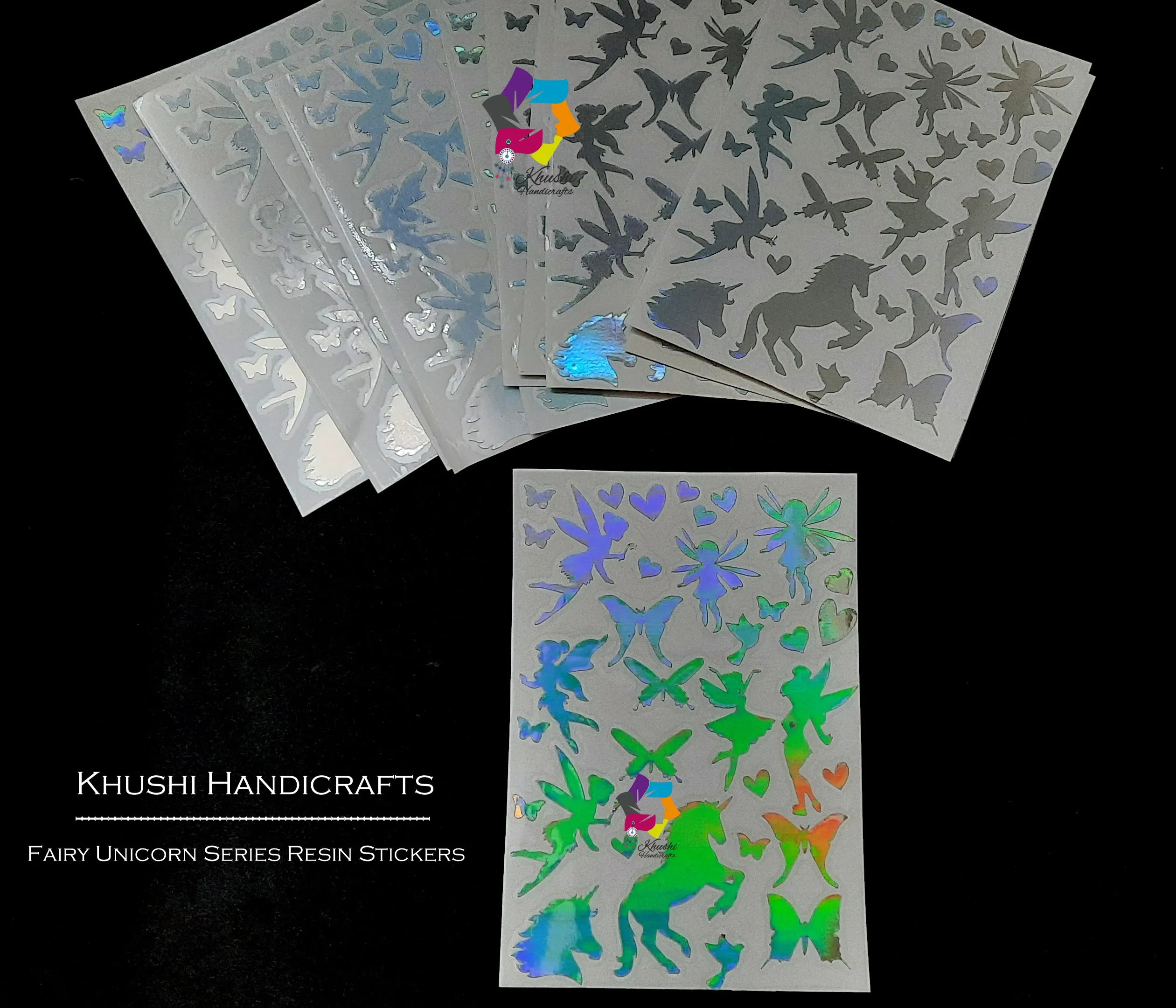 Holographic Resin Stickers- Fairy Unicorn series