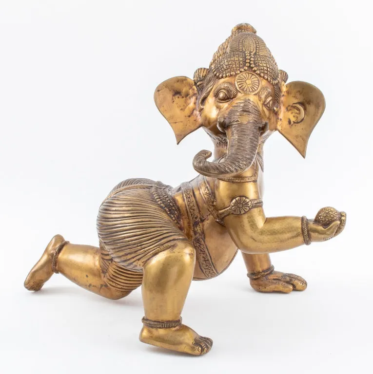 Indian Gilt Bronze Baby Ganesha Sculpture