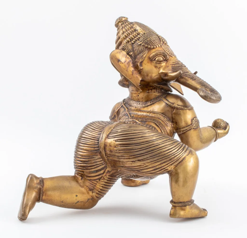 Indian Gilt Bronze Baby Ganesha Sculpture