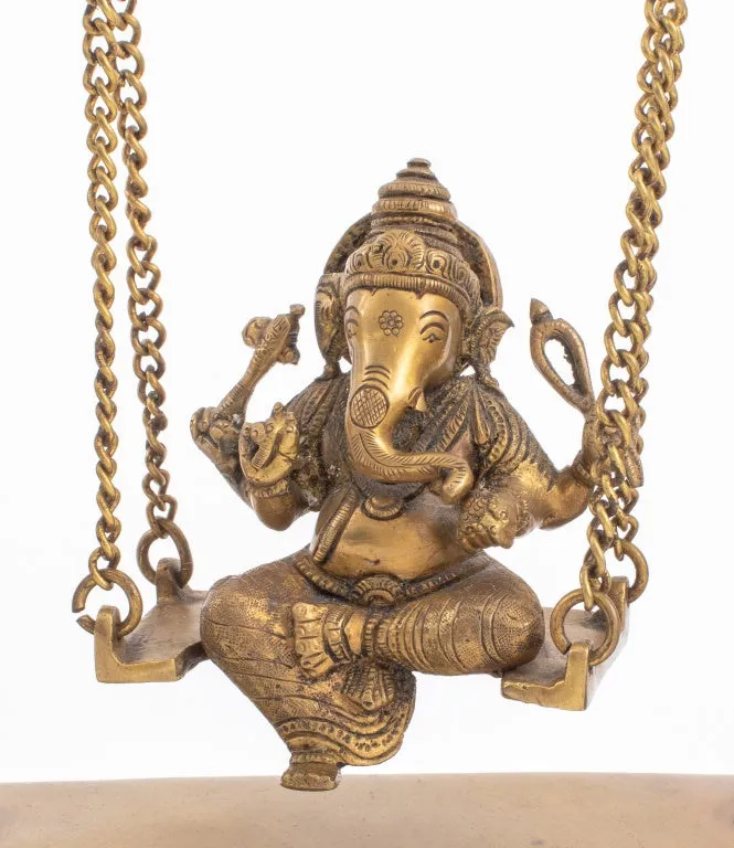 Indian Gilt Bronze Ganesha on Swing Sculpture