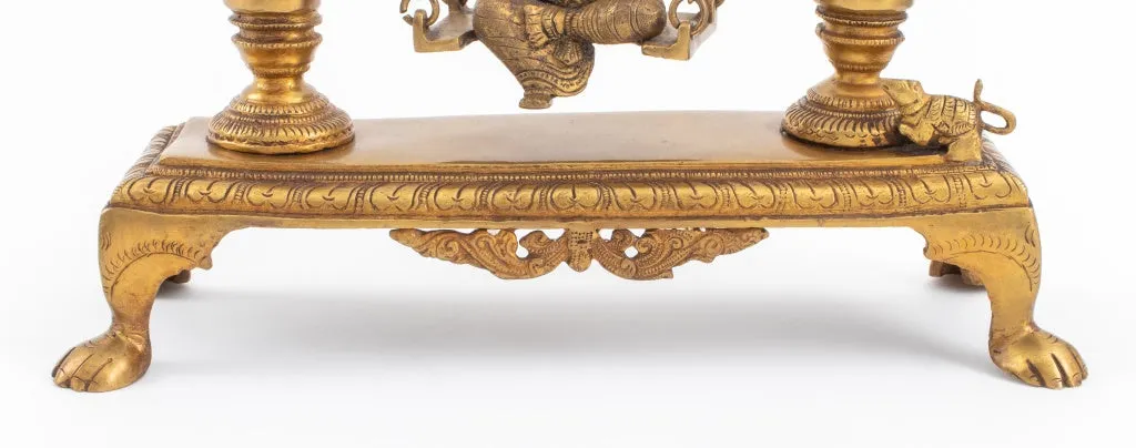 Indian Gilt Bronze Ganesha on Swing Sculpture