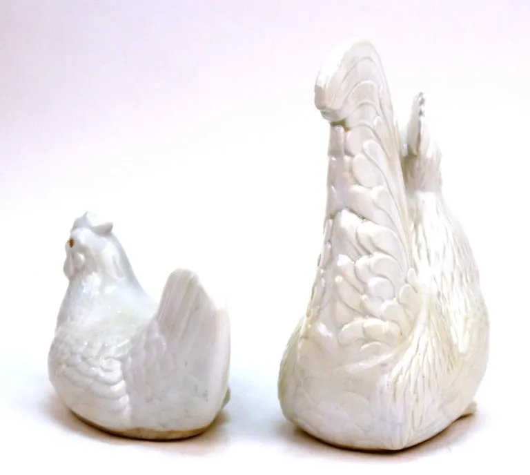 Japanese Meiji Hirado Porcelain Rooster & Hen