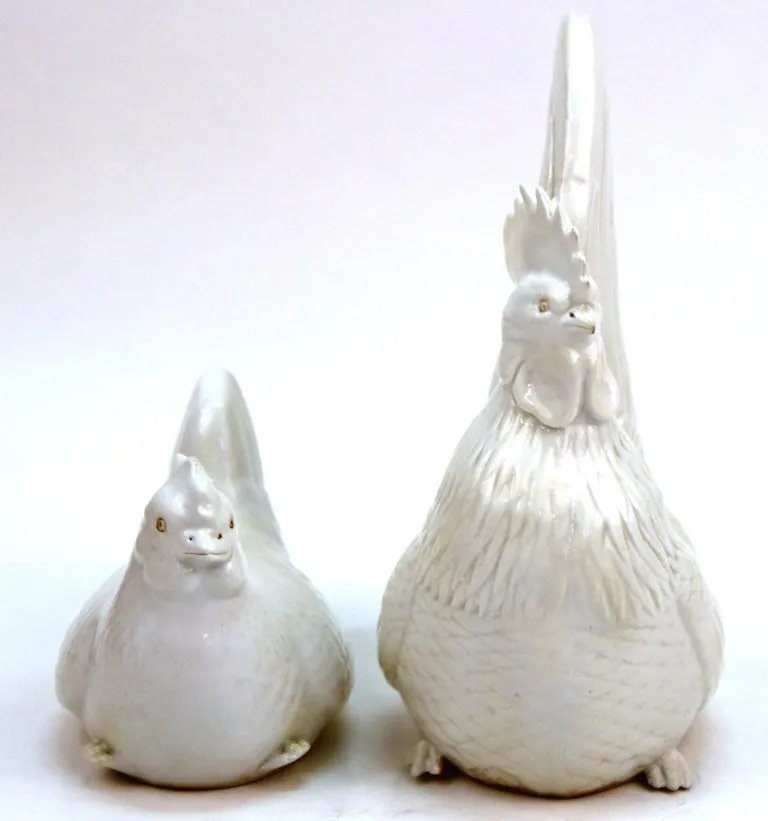 Japanese Meiji Hirado Porcelain Rooster & Hen