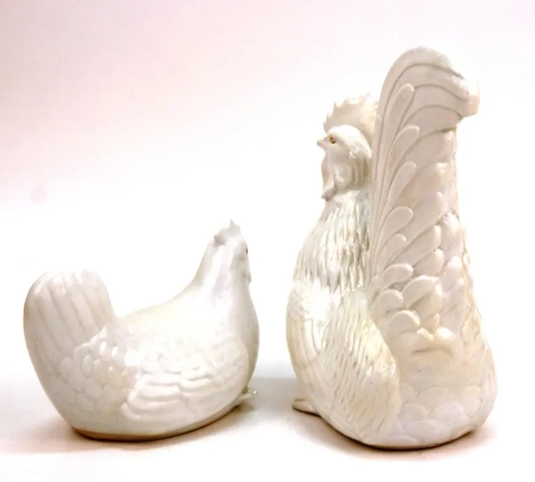 Japanese Meiji Hirado Porcelain Rooster & Hen