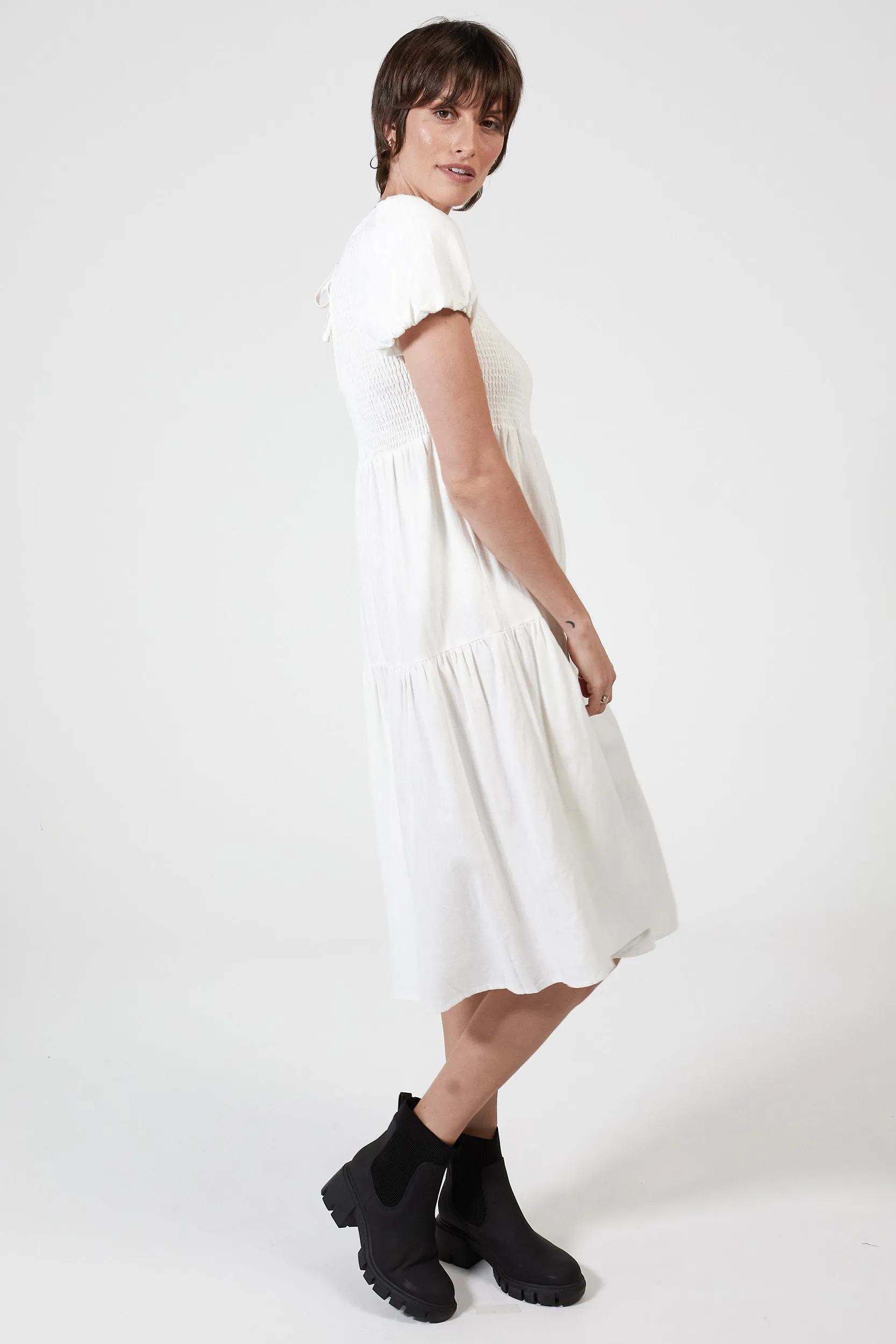 LONNIE HEMP DRESS - WHITE