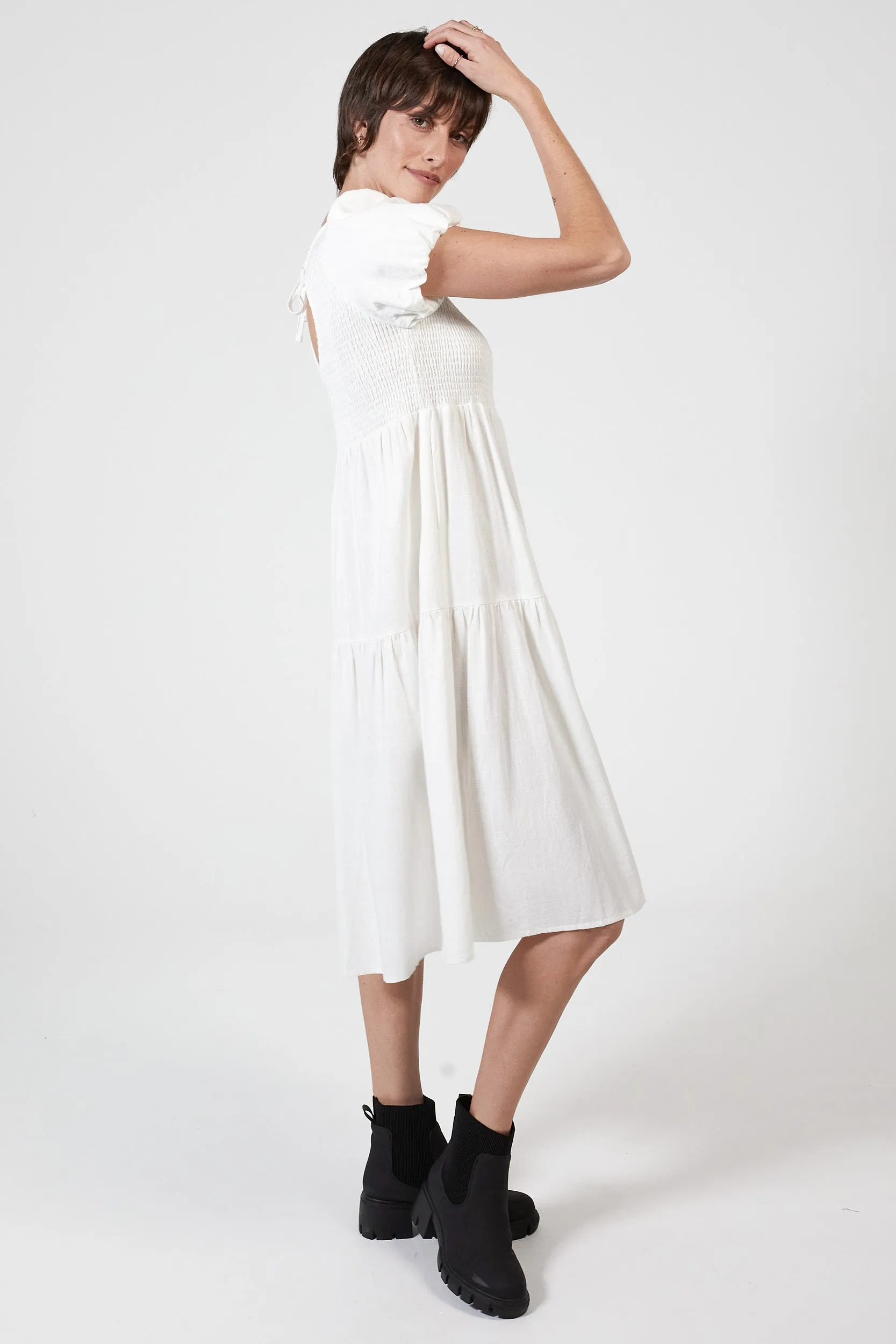 LONNIE HEMP DRESS - WHITE