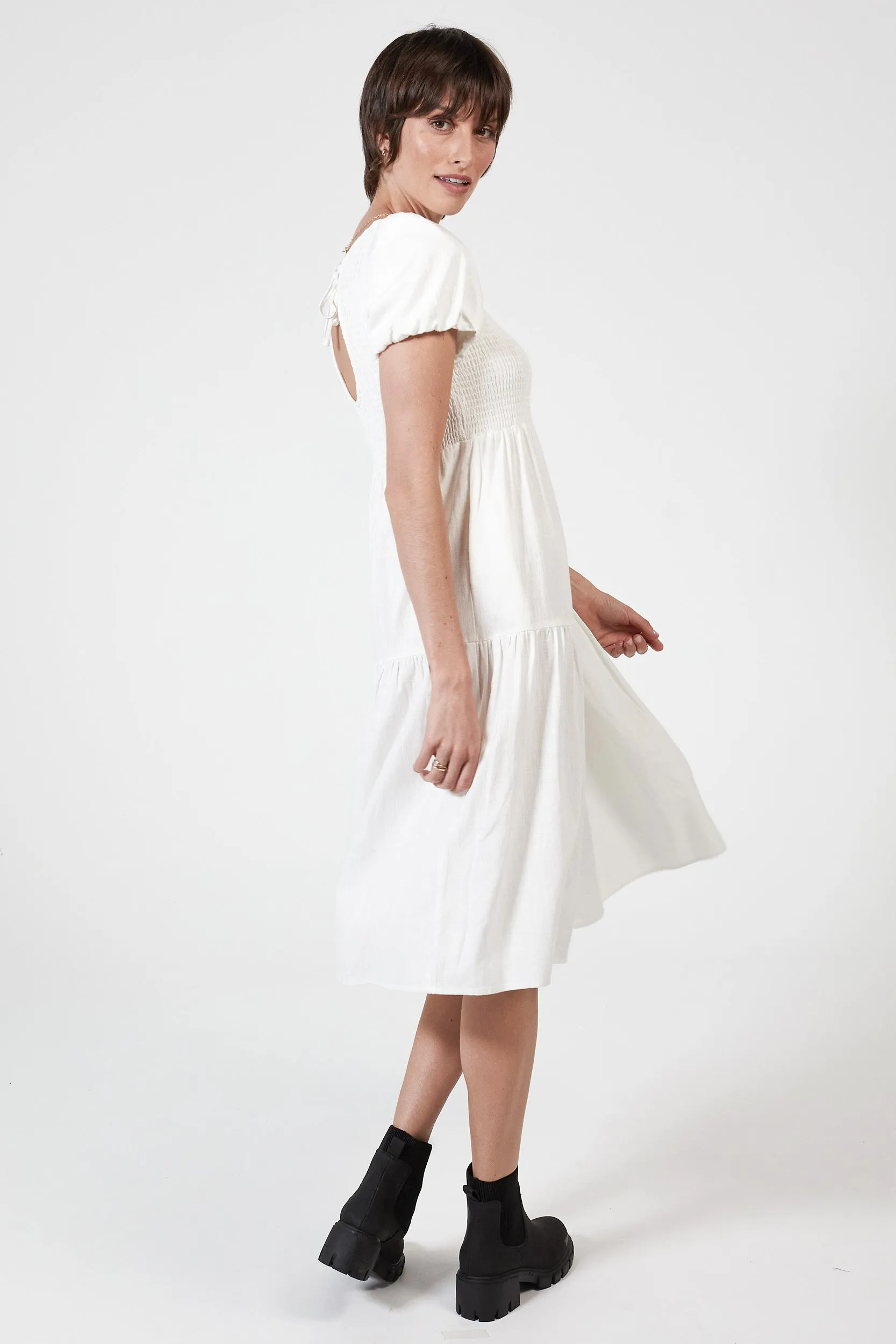 LONNIE HEMP DRESS - WHITE