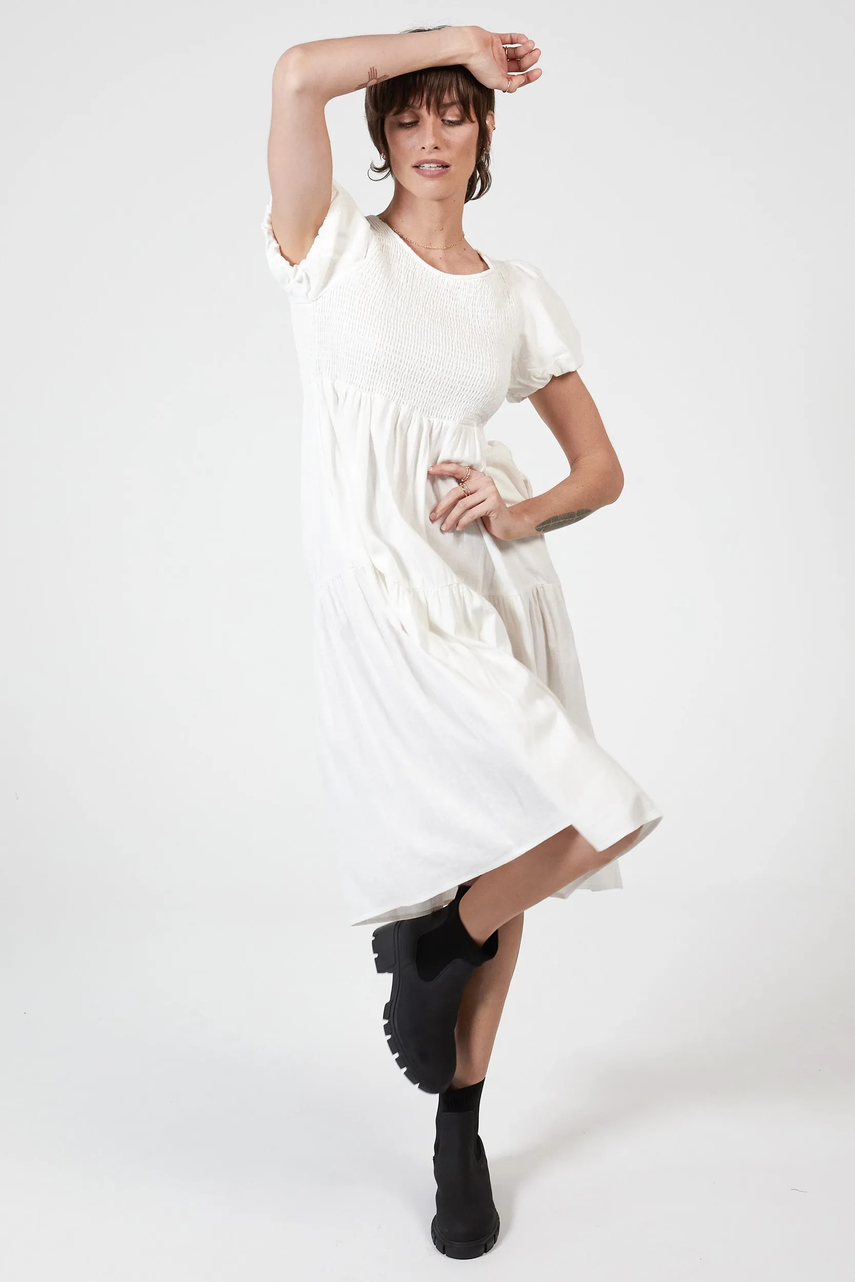 LONNIE HEMP DRESS - WHITE