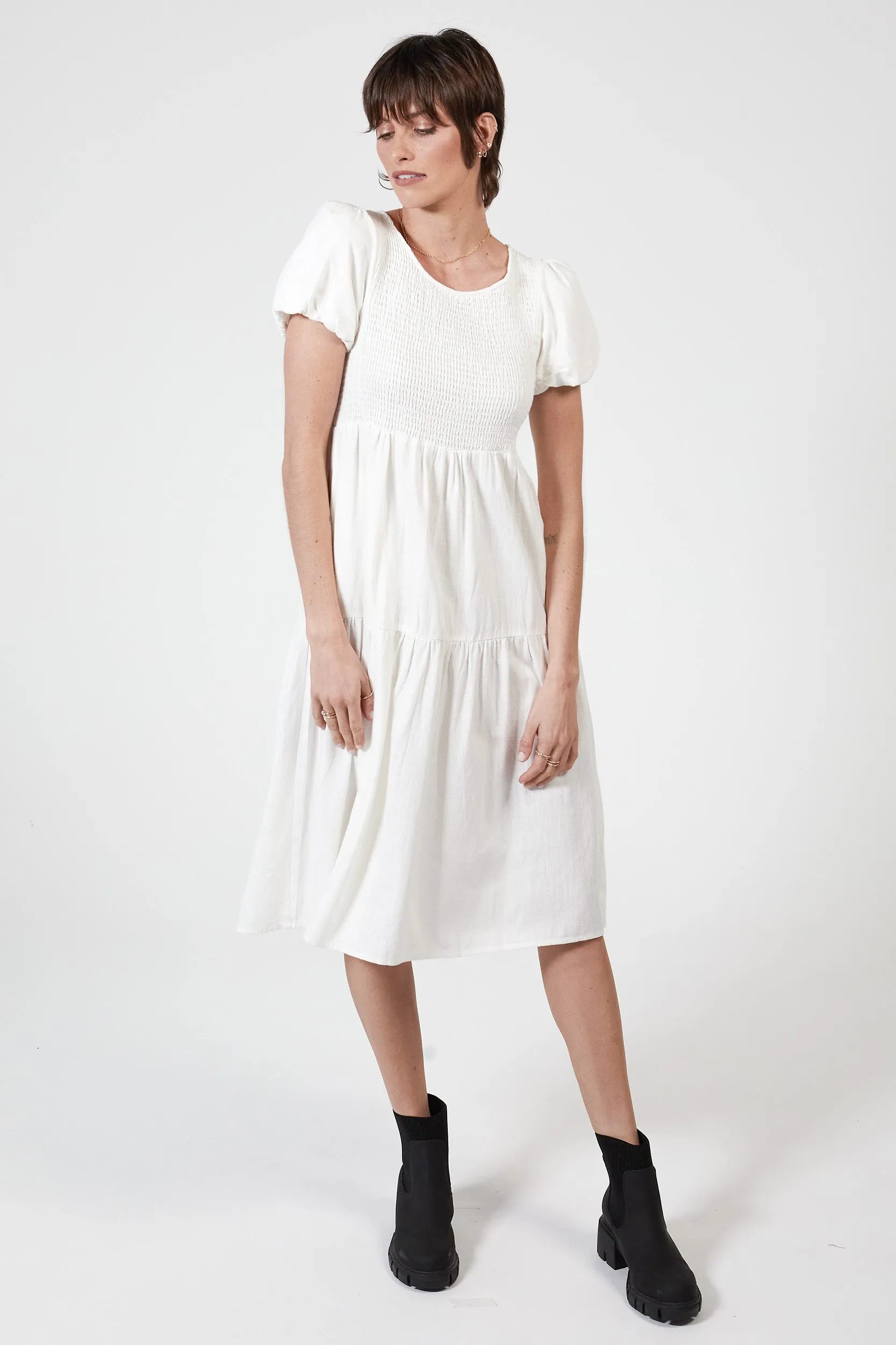 LONNIE HEMP DRESS - WHITE