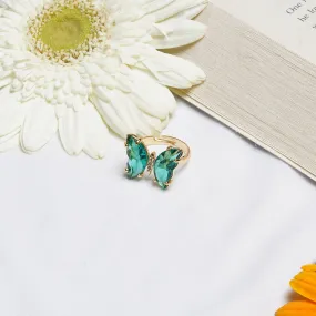 Mabel Butterfly Big Green Stone Ring