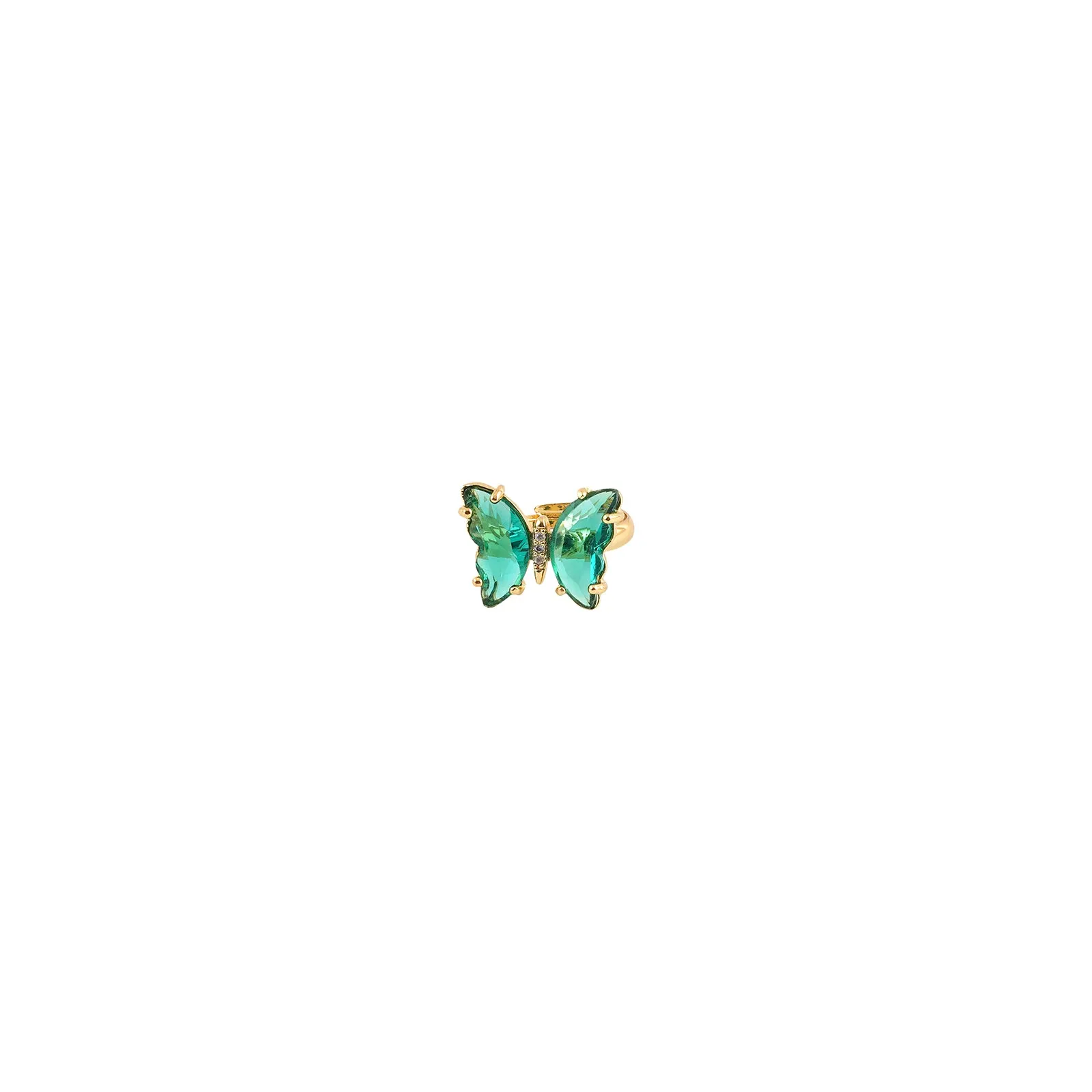 Mabel Butterfly Big Green Stone Ring