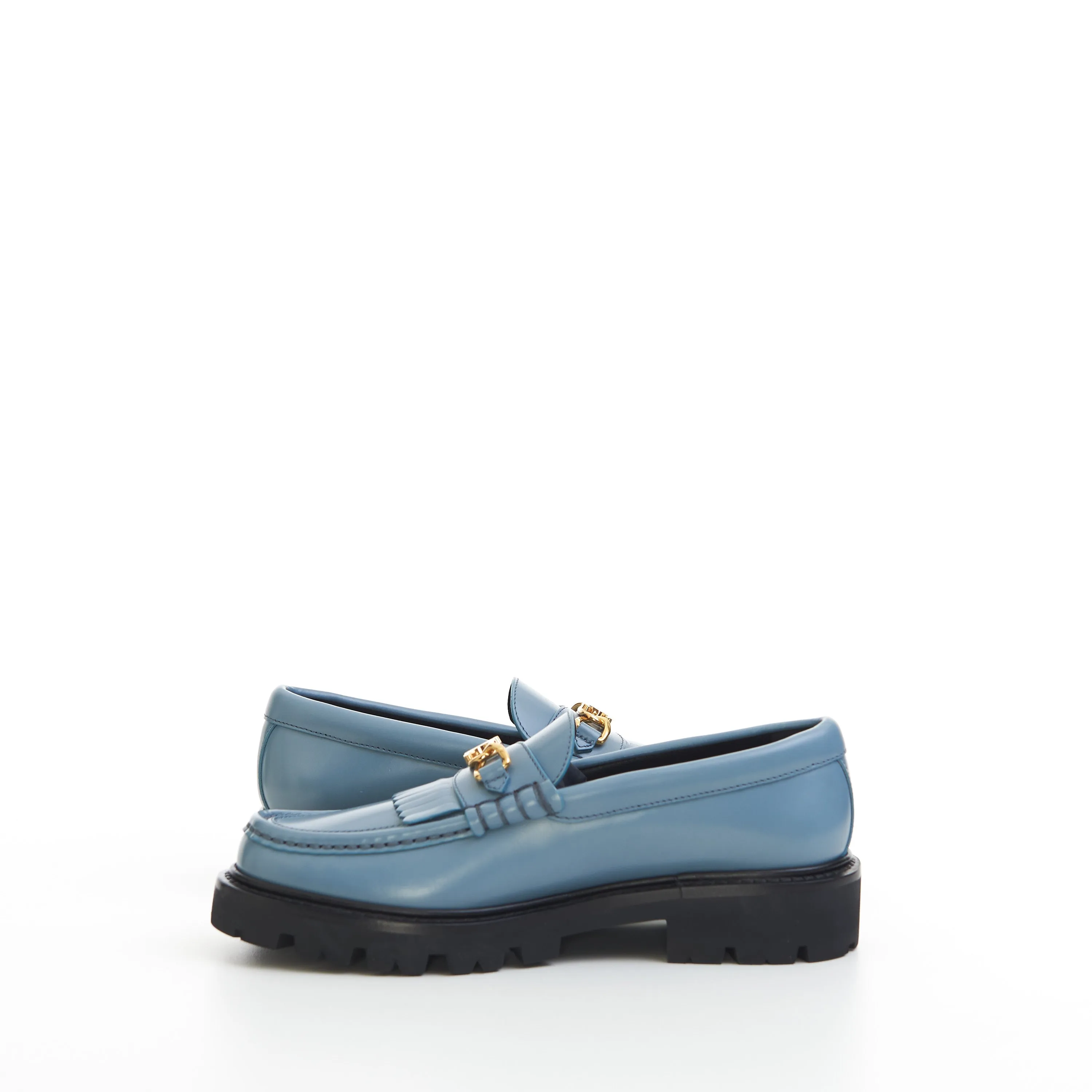 Margaret Loafer with Triomphe Chain in Jeans Blue Polished Bull