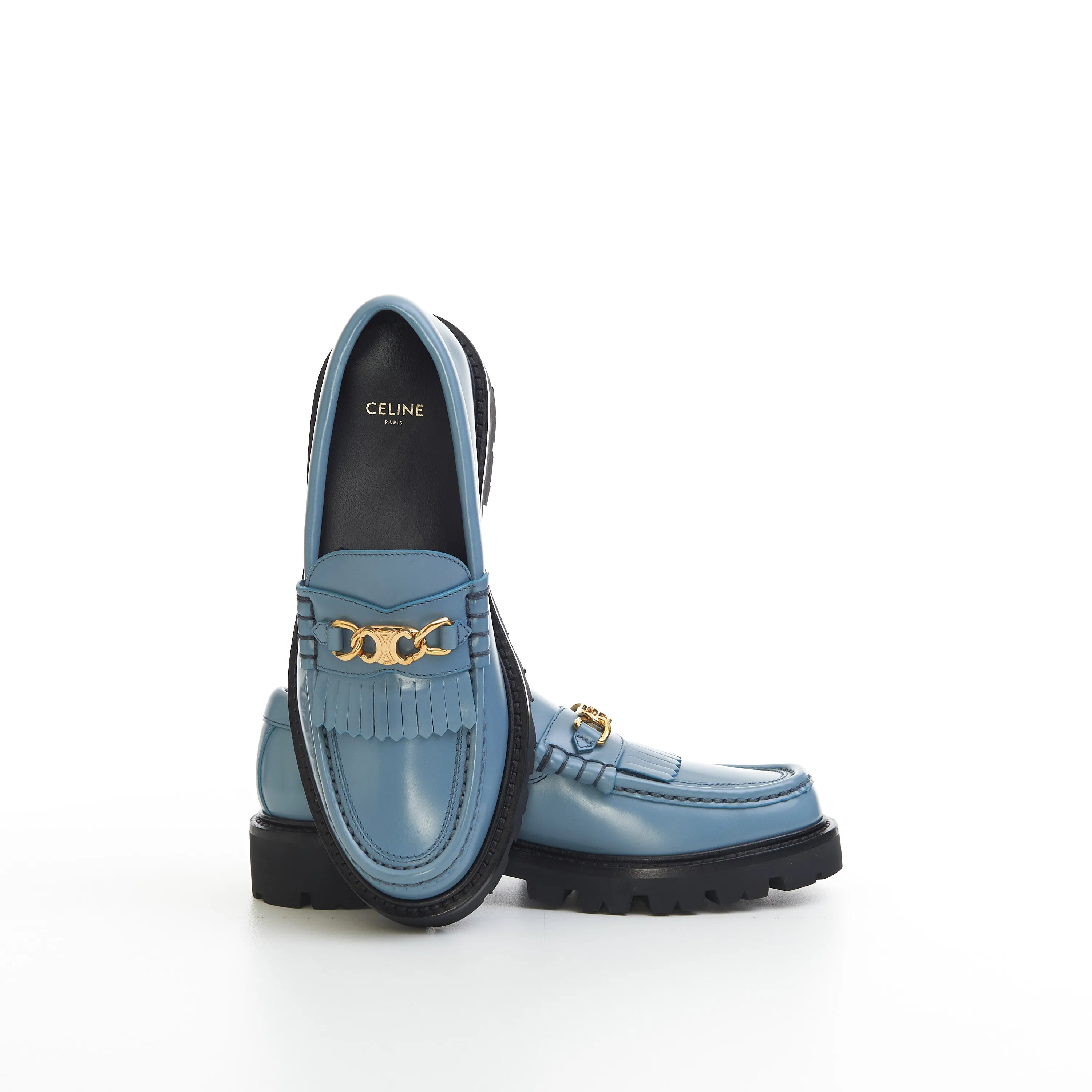 Margaret Loafer with Triomphe Chain in Jeans Blue Polished Bull