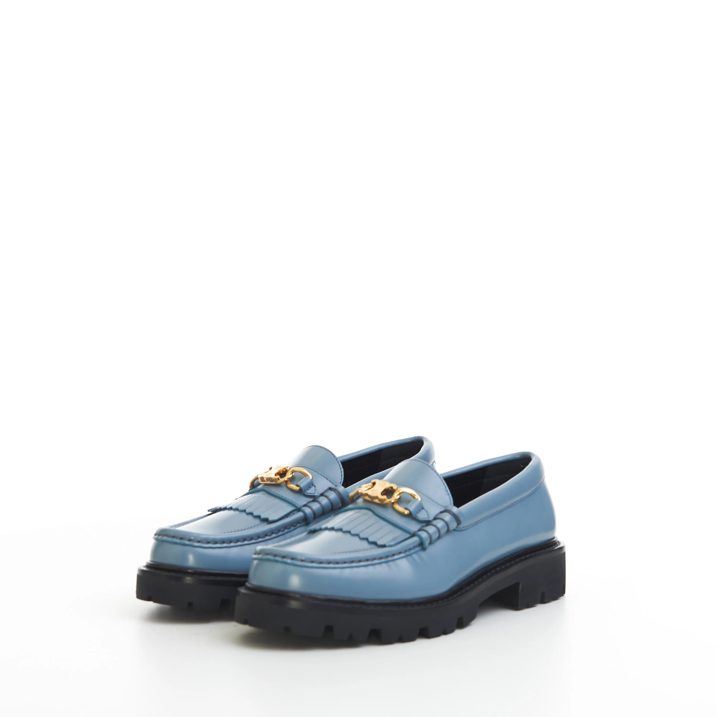 Margaret Loafer with Triomphe Chain in Jeans Blue Polished Bull