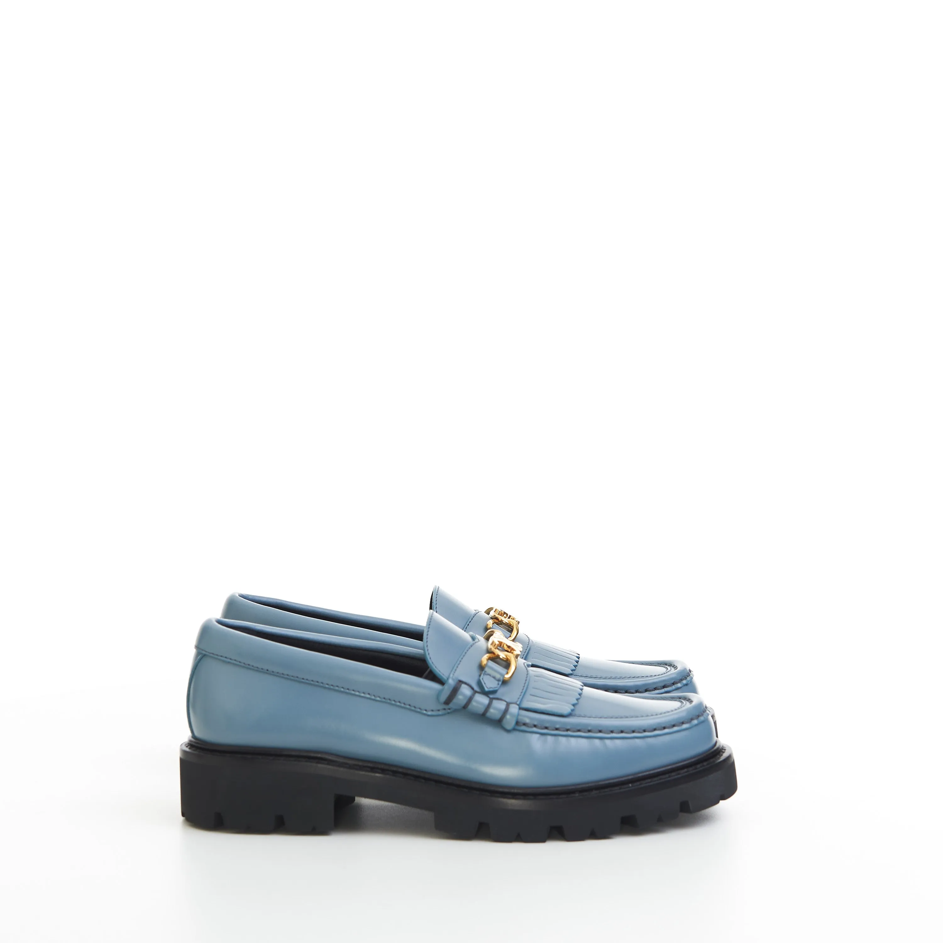 Margaret Loafer with Triomphe Chain in Jeans Blue Polished Bull