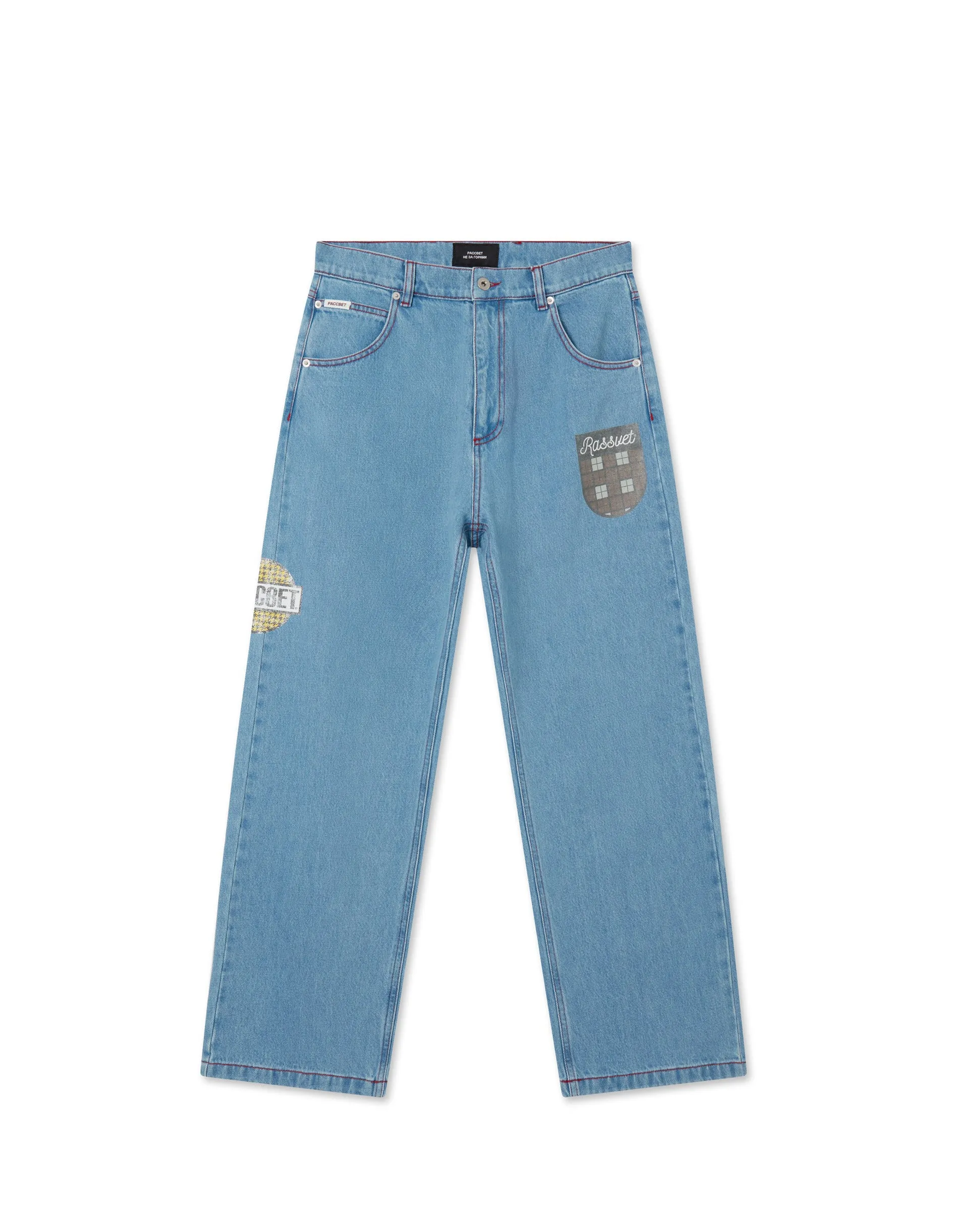 MEN VARSITY STRAIGHT DENIM TROUSERS WOVEN / LIGHT BLUE