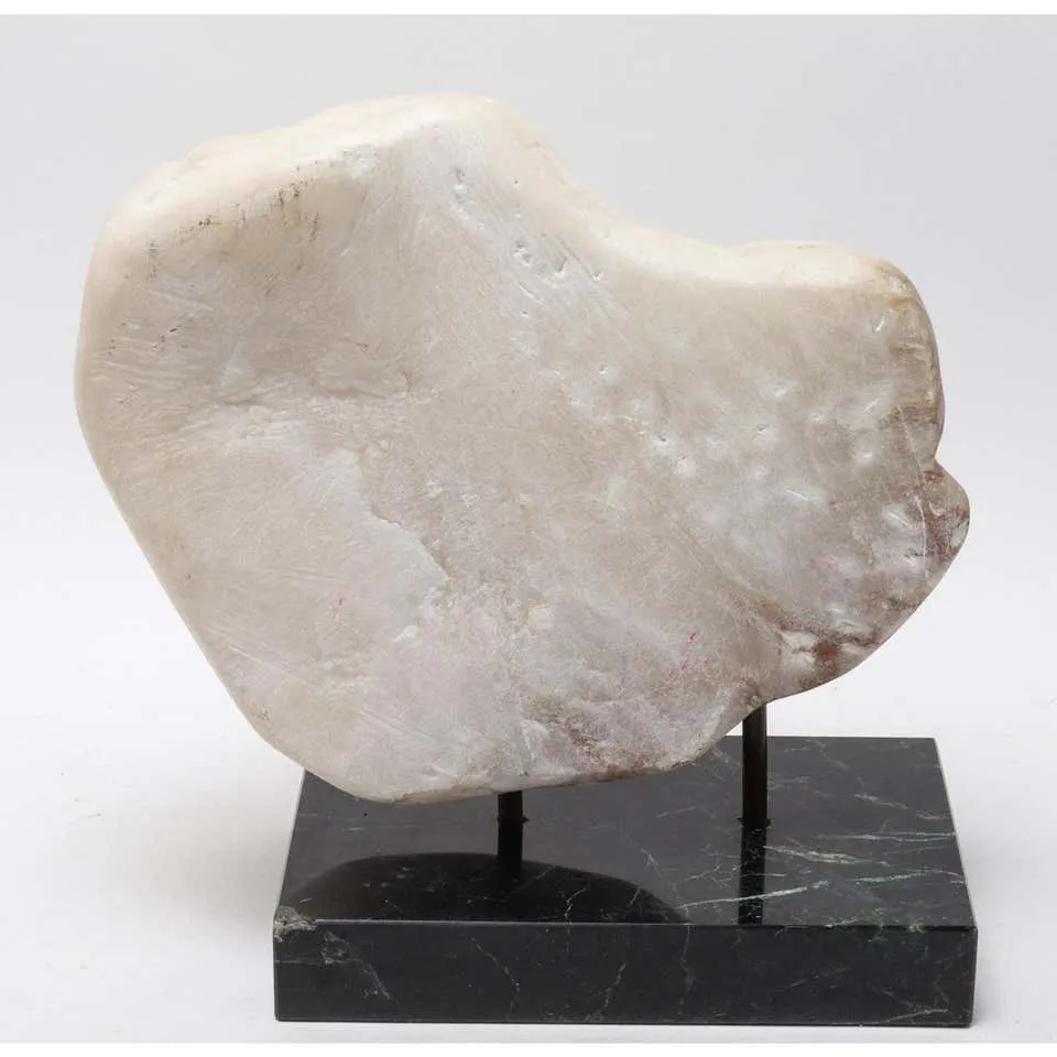 Modern "Mother & Child" White Marble Sculpture