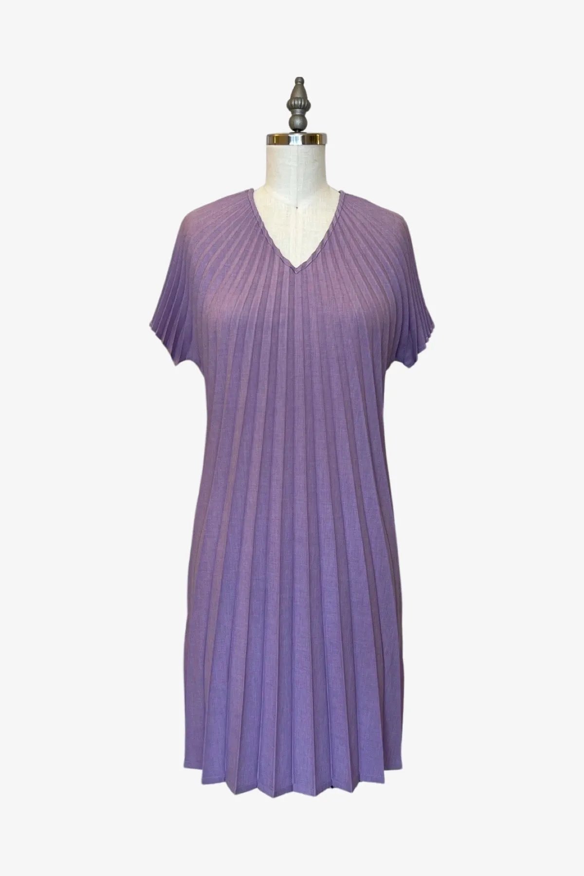 Reversible V-neck Sunburst Dress | Lilac