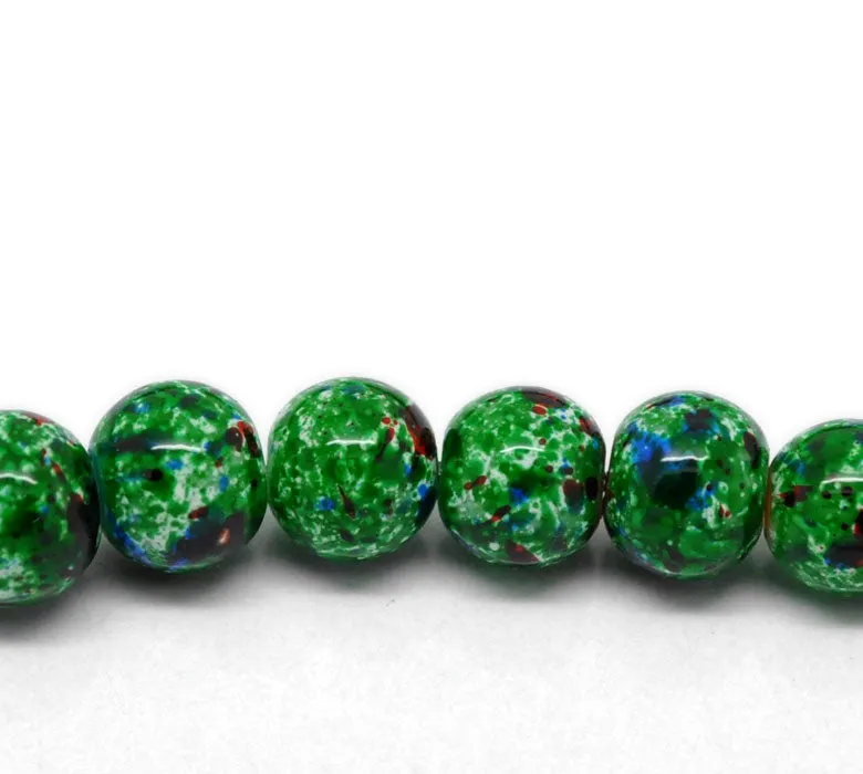 Round Glass Artistic Czech Loose Beads for Jewelry Making 10mm Green Beads 10pcs