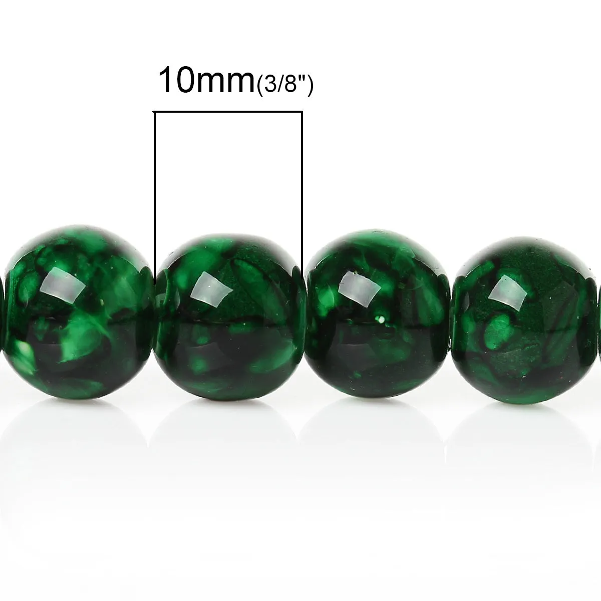 Round Glass Artistic Czech Loose Beads for Jewelry Making 10mm Green Beads 10pcs