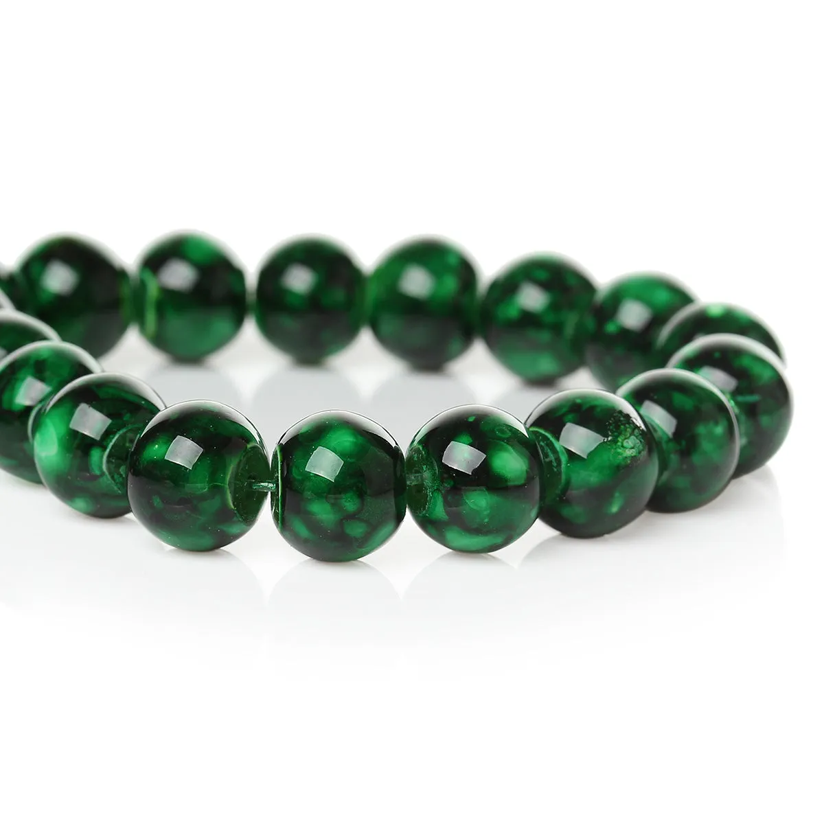 Round Glass Artistic Czech Loose Beads for Jewelry Making 10mm Green Beads 10pcs