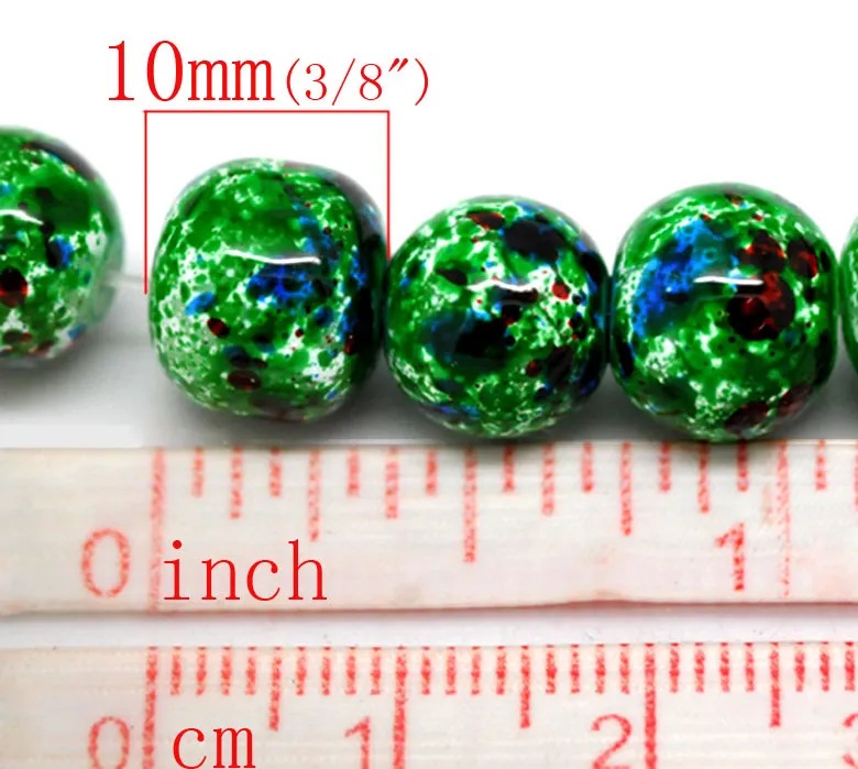 Round Glass Artistic Czech Loose Beads for Jewelry Making 10mm Green Beads 10pcs