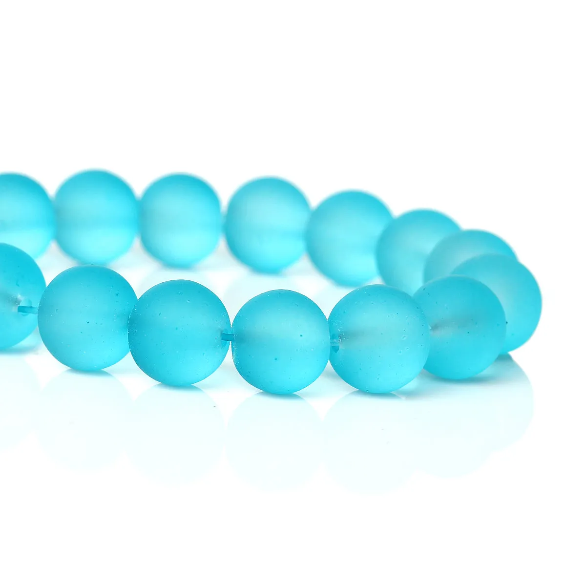 Round Glass Frosted Czech Loose Beads for Jewelry Making 10mm Blue Beads 10pcs