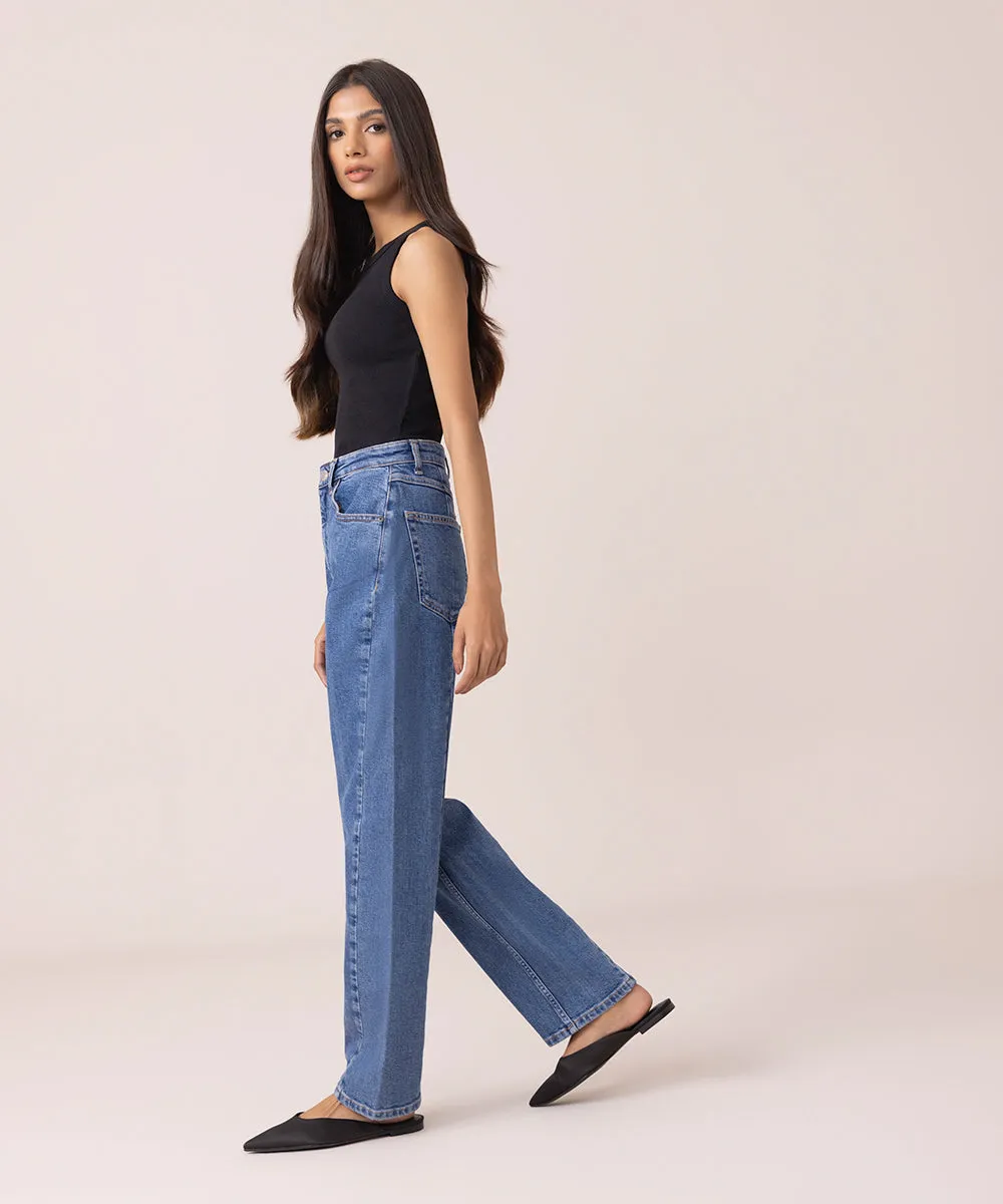 Straight Fit Jeans With Seam Detail