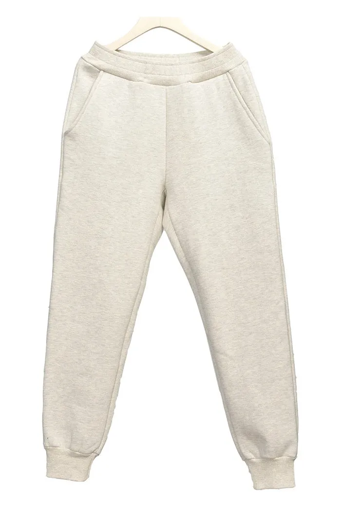 Oatmeal Gray Mens Jogger Pants Washed Napping Plain Casual Athletic