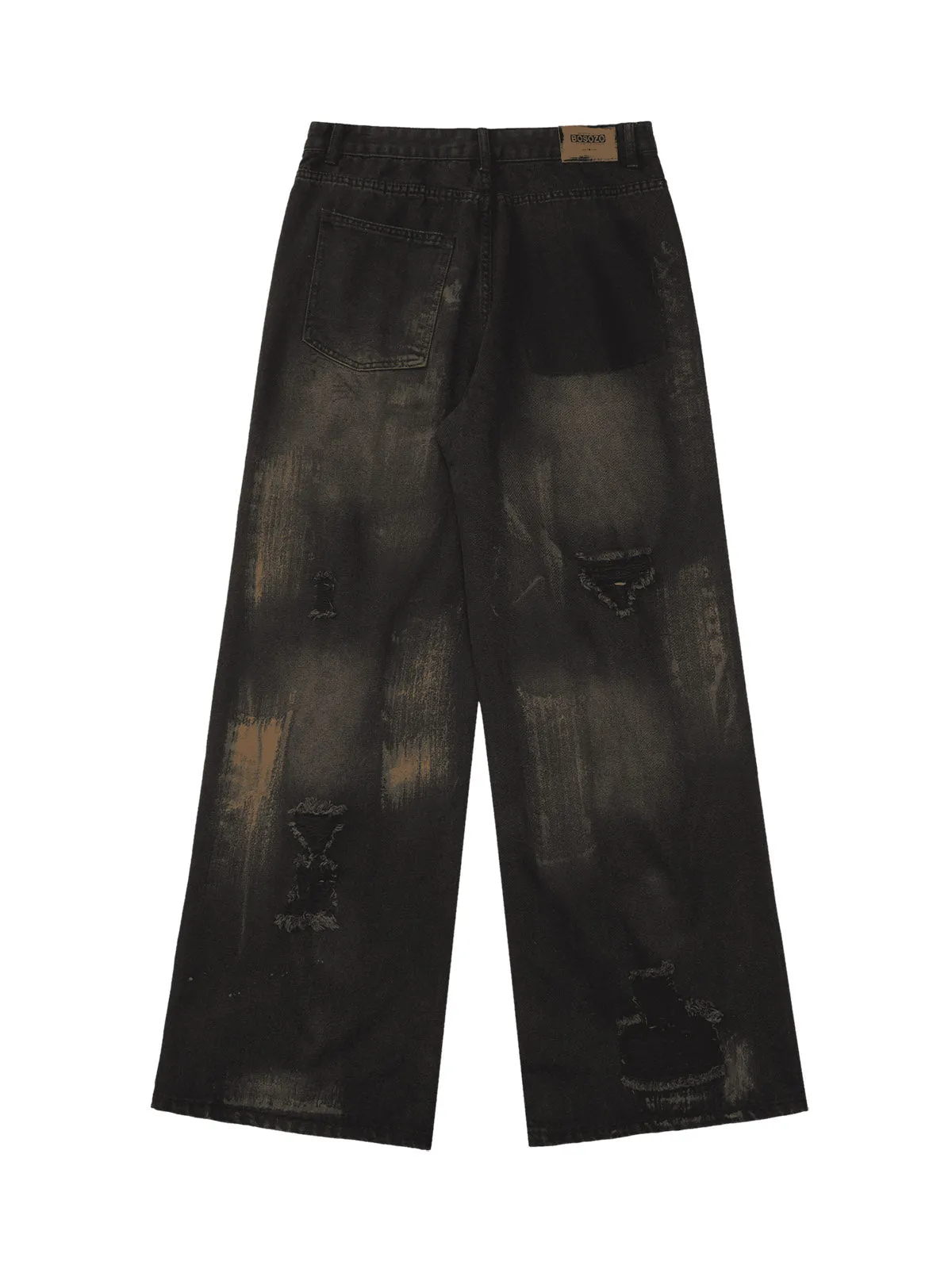 Thesupermade Retro Washed Reverse Design Hip-Hop Jeans