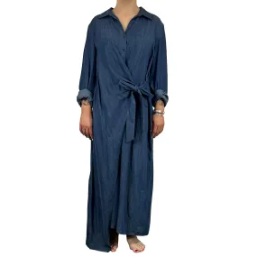 Tibi Denim Maxi Shirt Wrap Dress L/XL/XXL