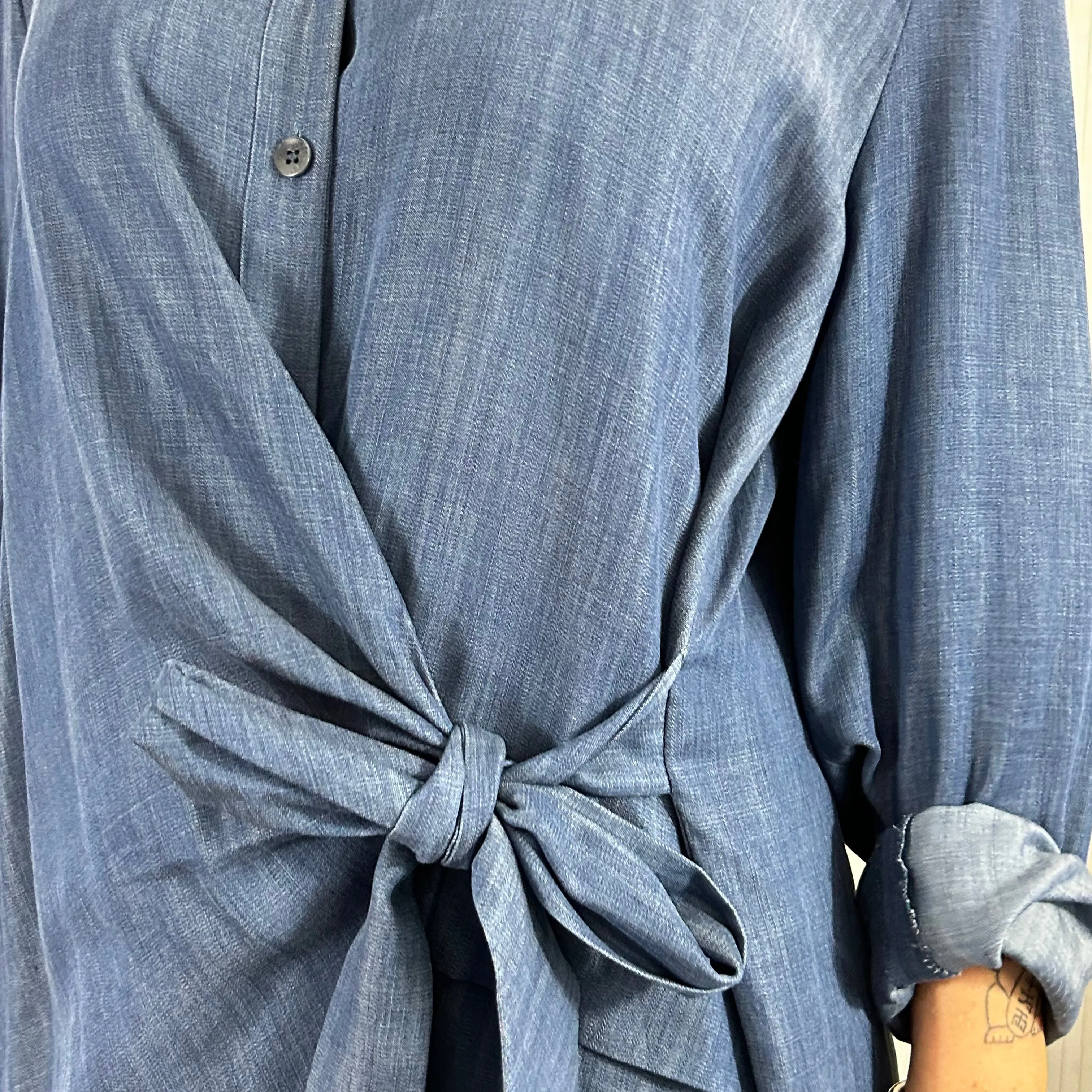 Tibi Denim Maxi Shirt Wrap Dress L/XL/XXL