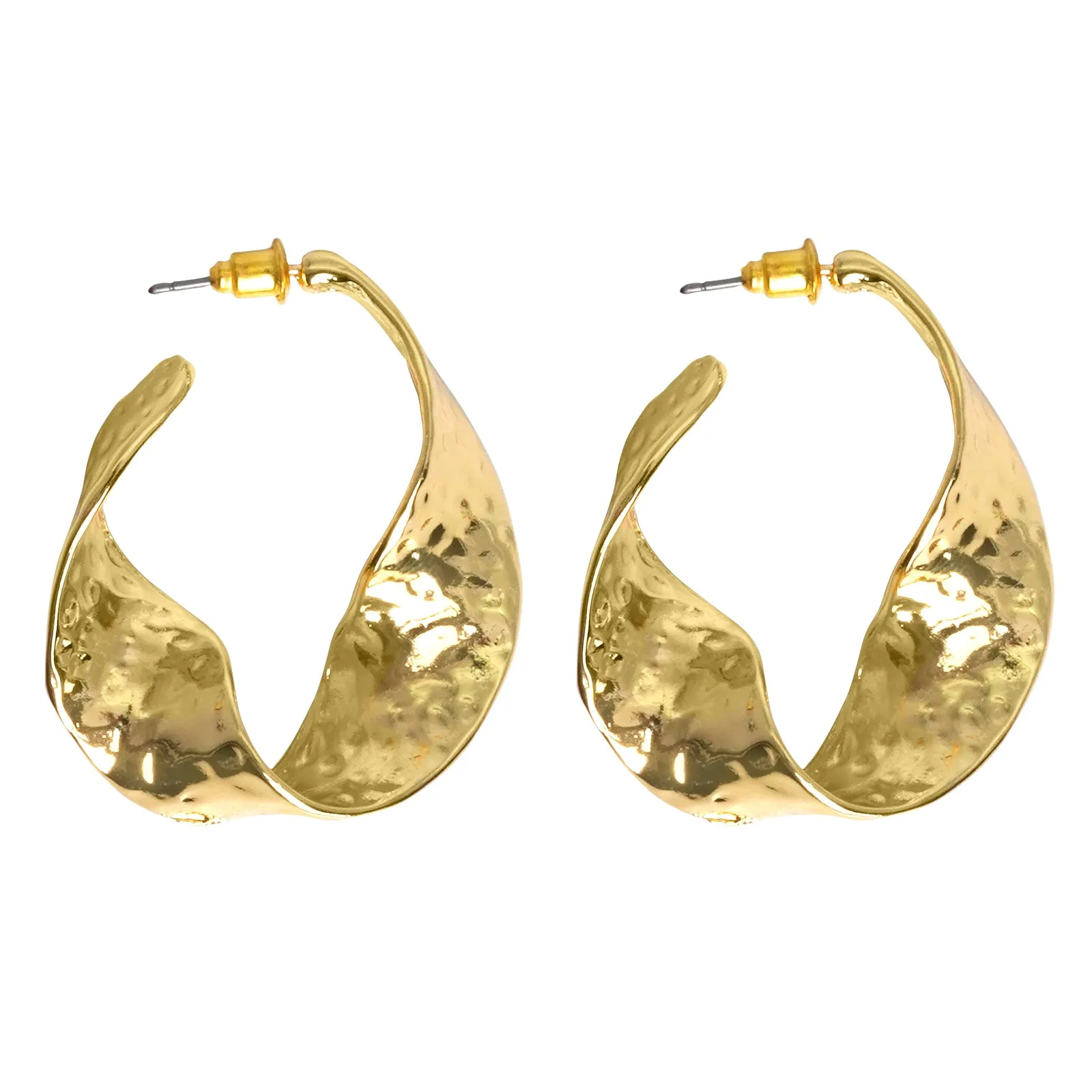 Twisted Hammered Bold Gold Earrings