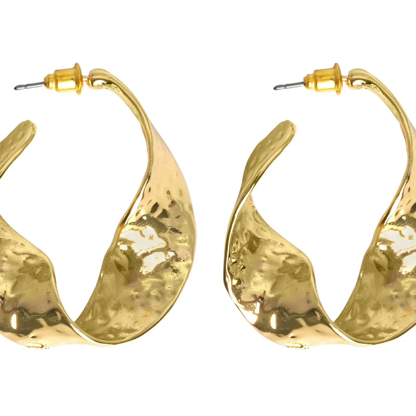 Twisted Hammered Bold Gold Earrings